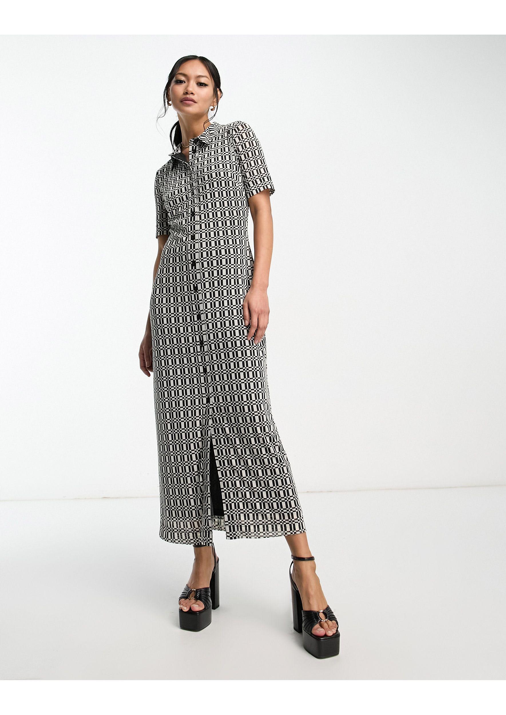 Whistles Short Sleeve Midi Sheer Dress in White Lyst