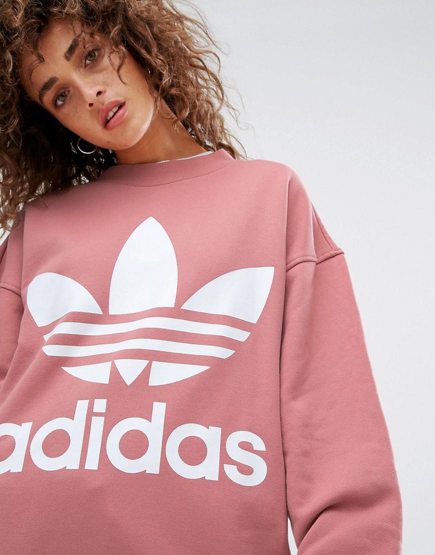adidas Originals Cotton Originals Oversized Sweatshirt In Pink - Lyst