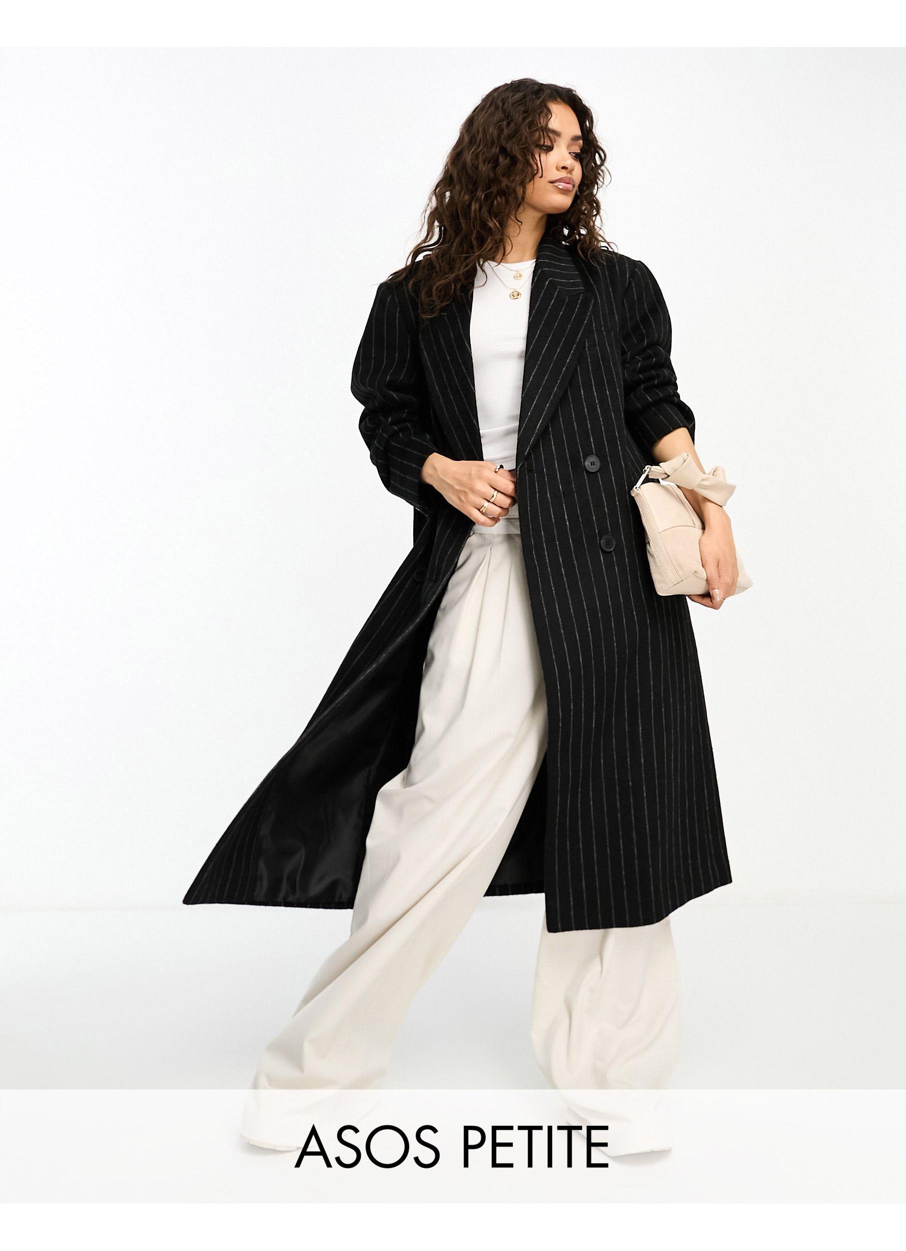 Asos design petite manteau coupe dad oversize a fines rayures ASOS en coloris Noir Lyst