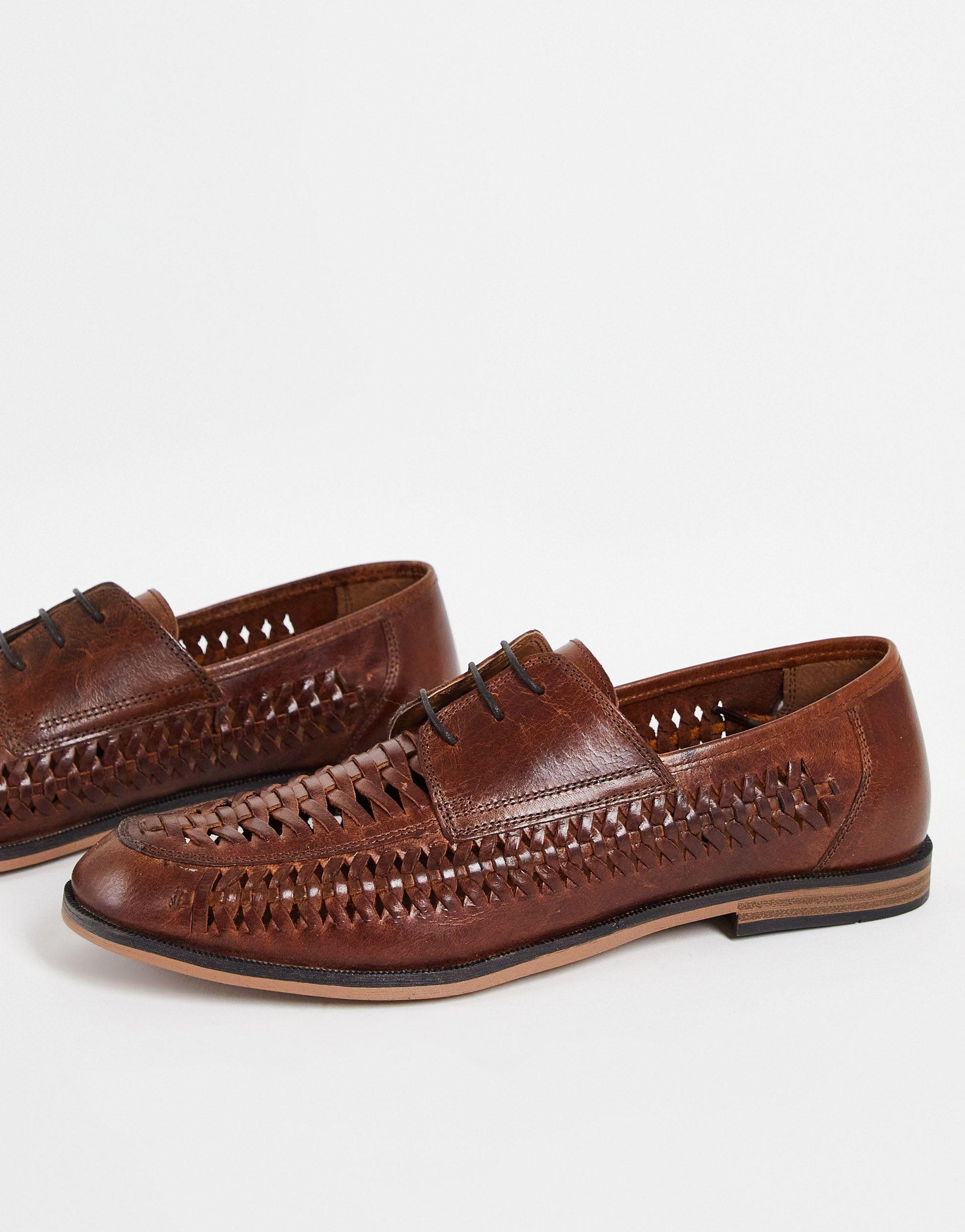 Red Tape Woven Leather Lace Up Shoes in 