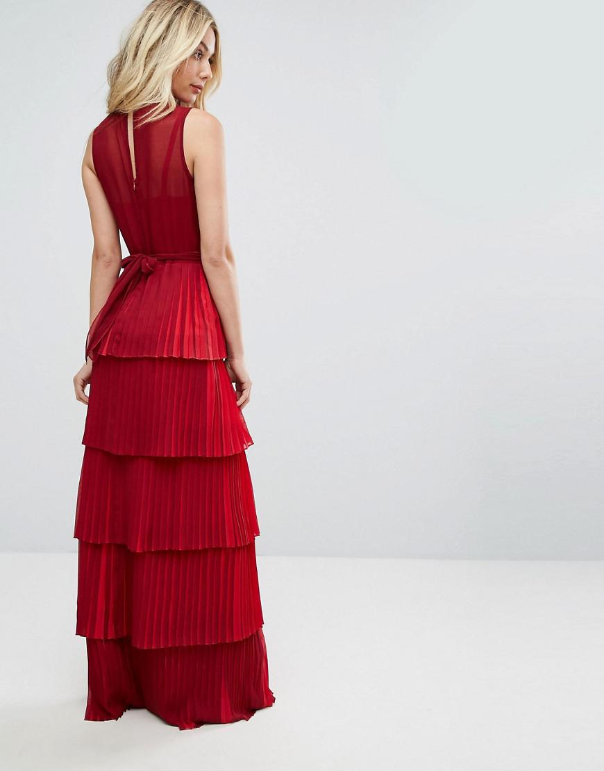 Body Frock Bodyfrock Tiered Pleated Maxi Dress With Lace Bodice