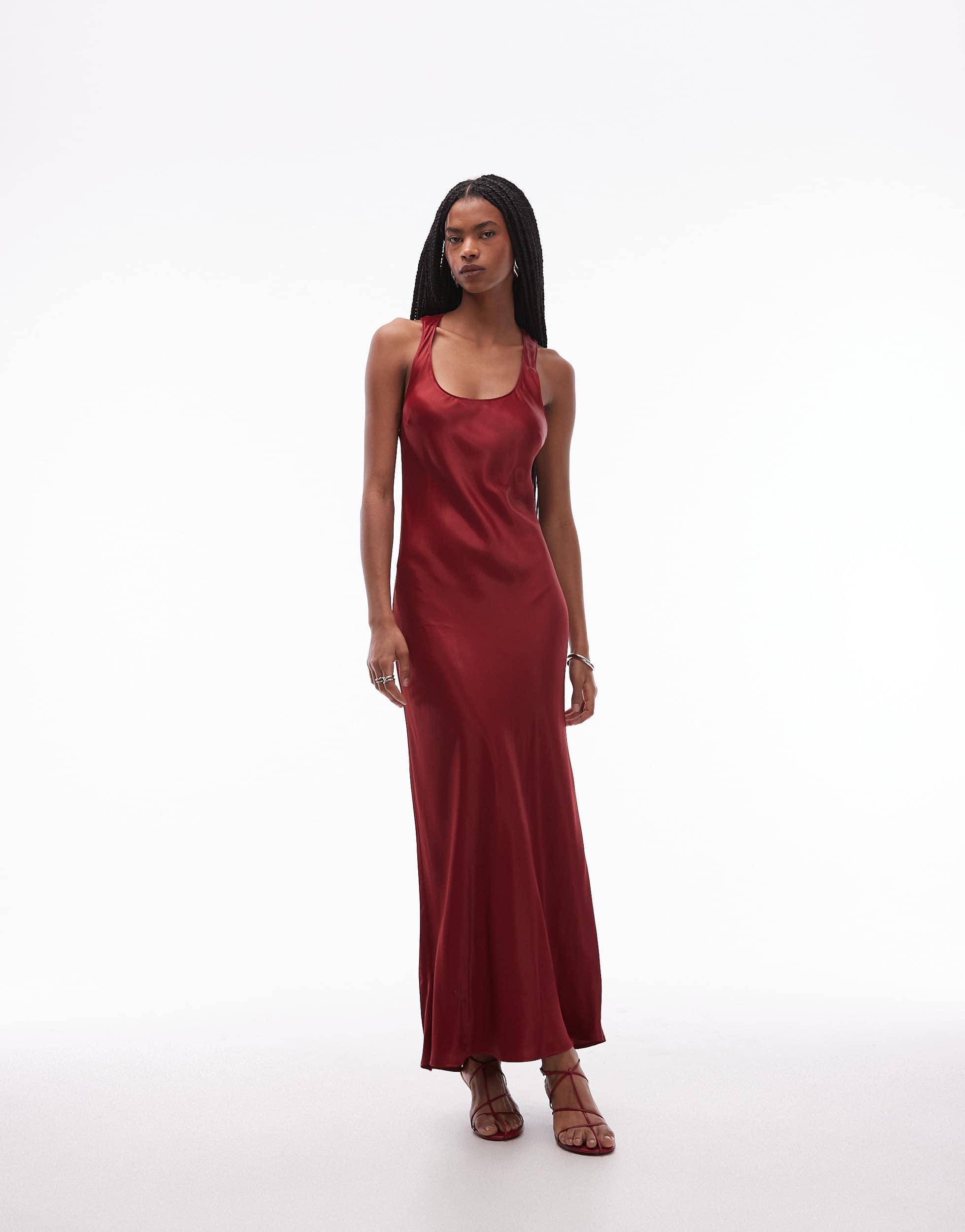 red satin dress asos ASOS DESIGN satin drape long sleeve off shoulder mini dress in red