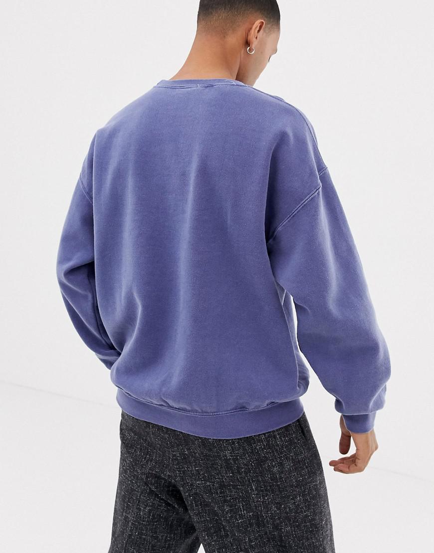Reclaimed (vintage) Inspired Oversized Sweatshirt In Washed Navy in Blue  for Men - Lyst