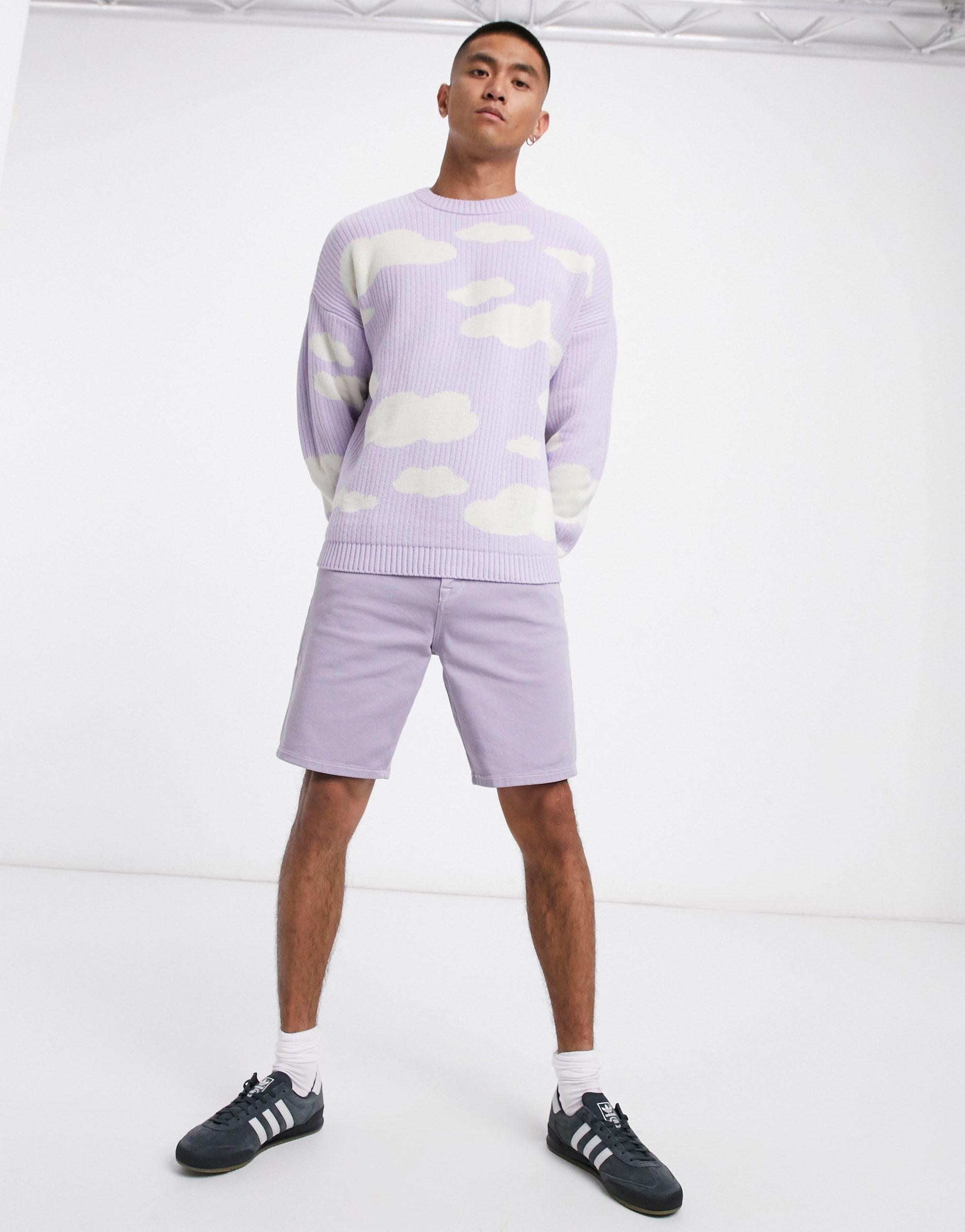 ASOS Oversized Knitted Jumper With Cloud Design in Purple for Men | Lyst