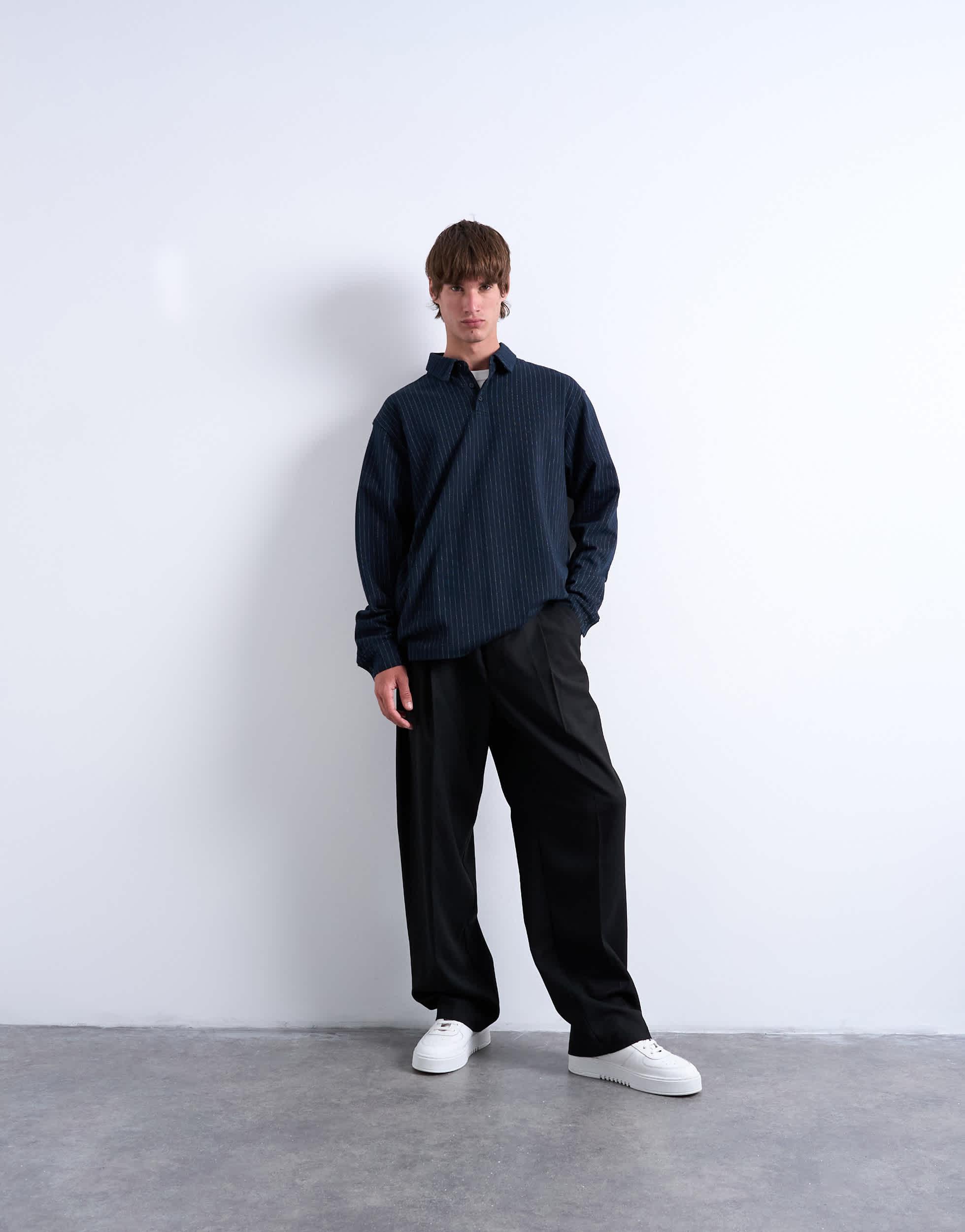 Chemise Topman En Tricot Côtelé Noir - Taille S, Modèle KD717, Occasion Très Bon état