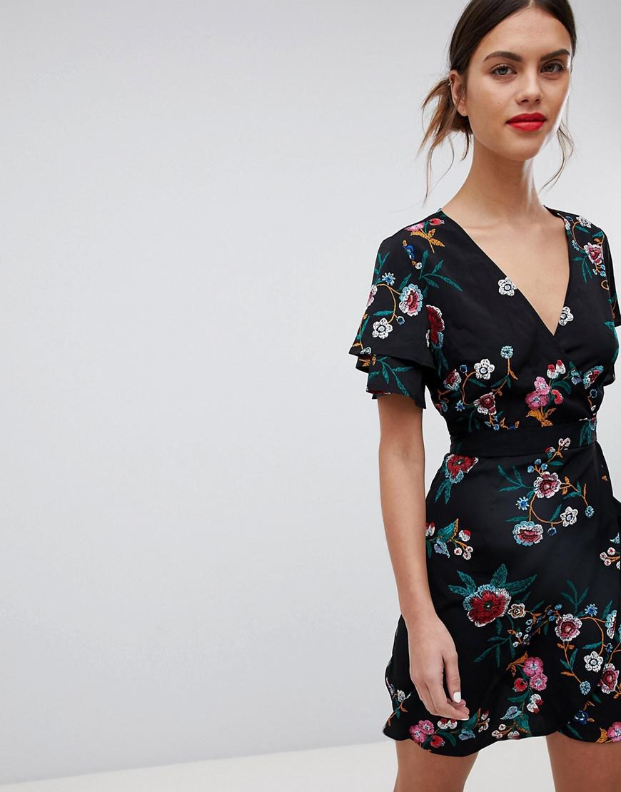 black floral dress short