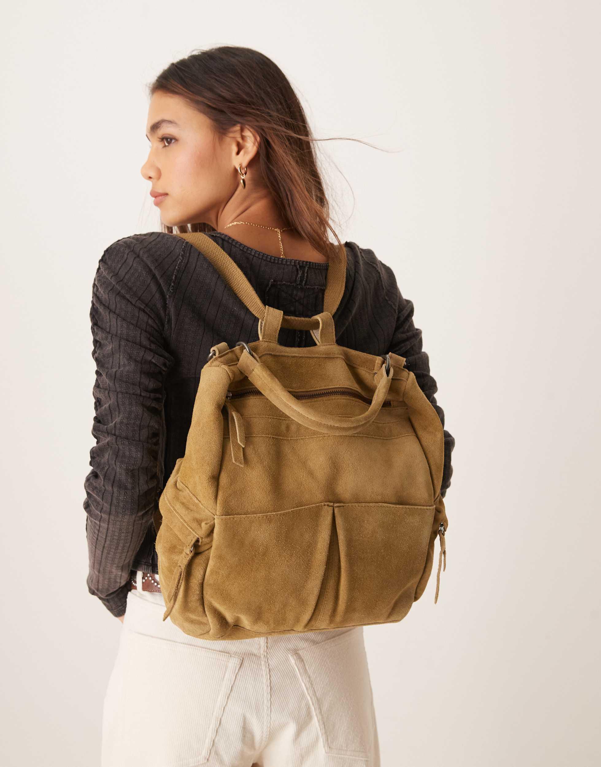 asos suede mini backpack with fringing Red free suede and structured Classic Leather Backpack Asos Mini Bags ASOS