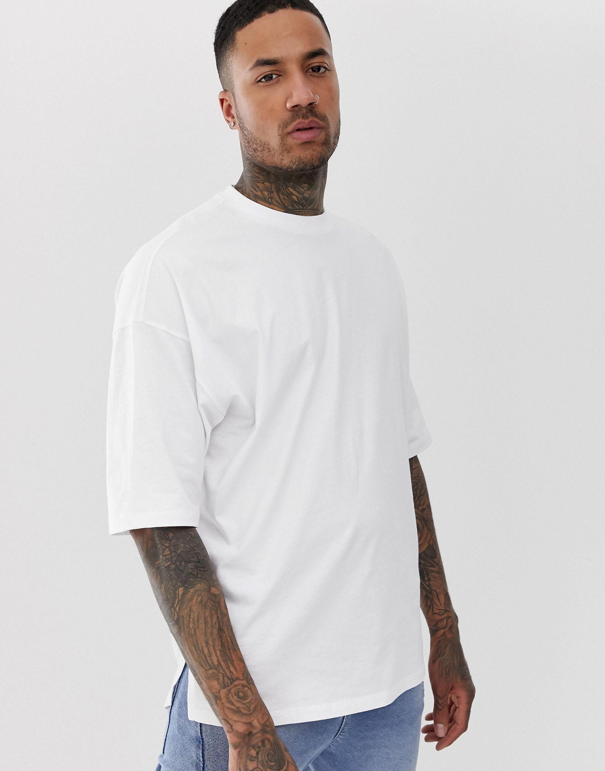 ASOS DESIGN t-shirt with long sleeve split back in black