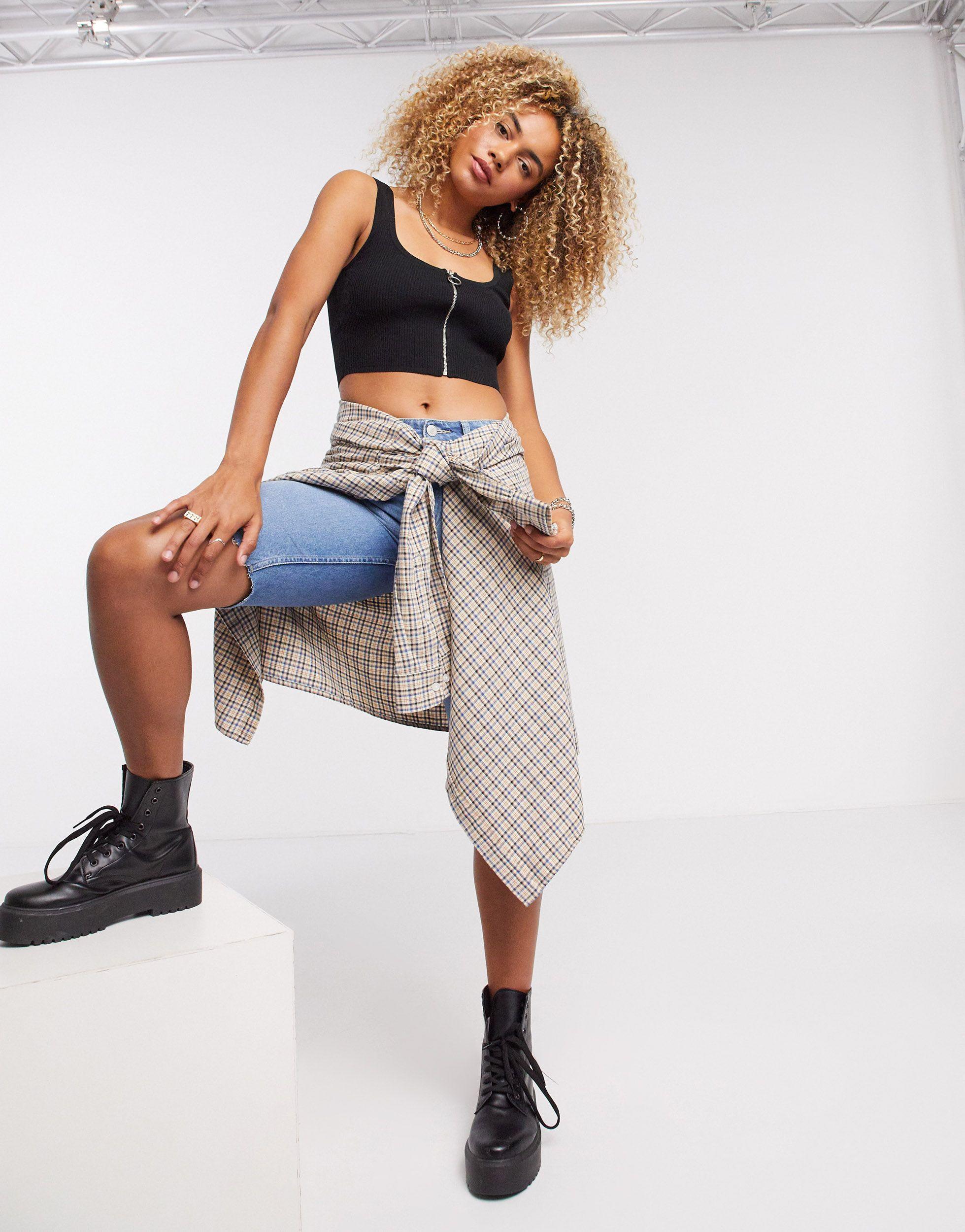 bershka crop top black