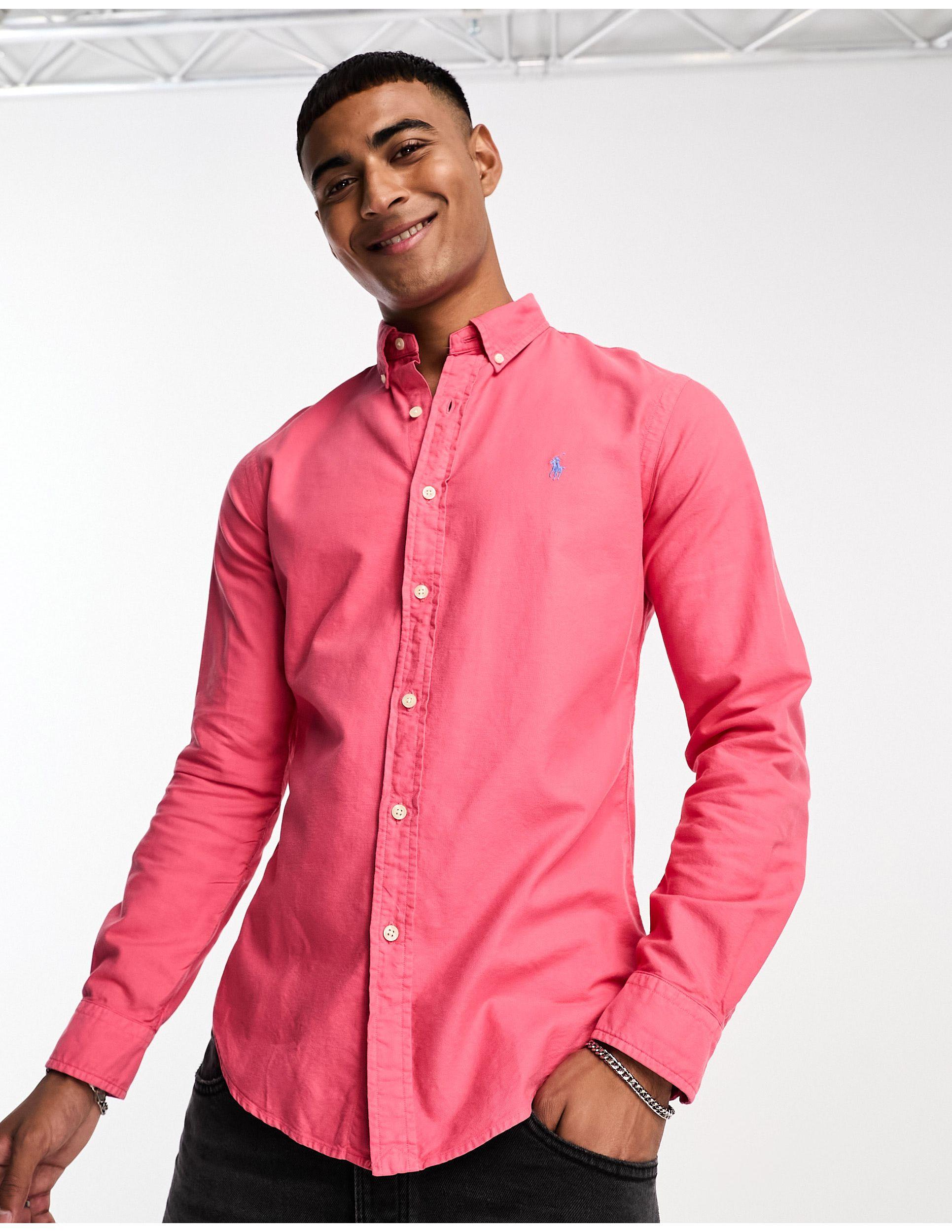 Chemise oxford ajustée et teinte avec logo Polo Ralph Lauren pour homme en  coloris Rose | Lyst