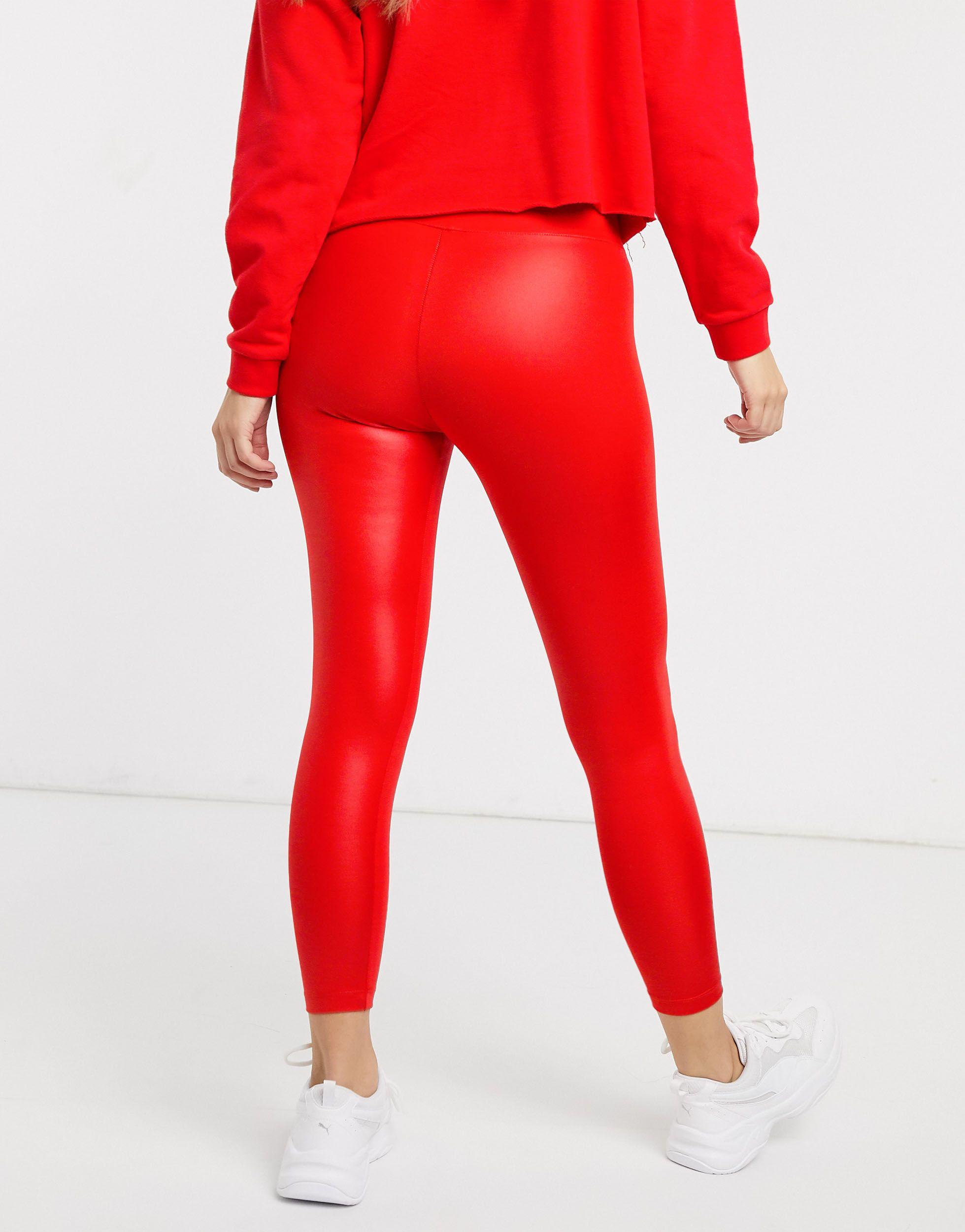 PUMA Denim High Shine Leggings in Red 