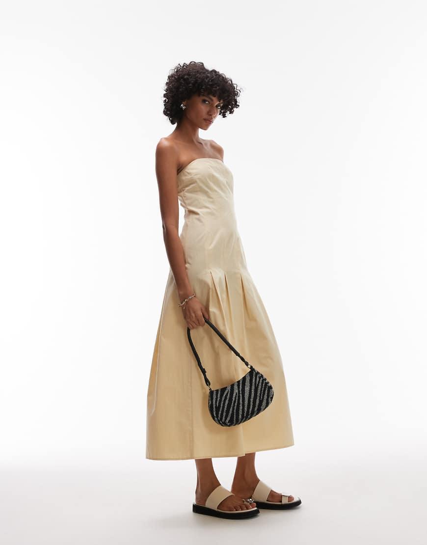 TOPSHOP Seamed Detail Midi Bandeau Dress in Metallic Lyst UK