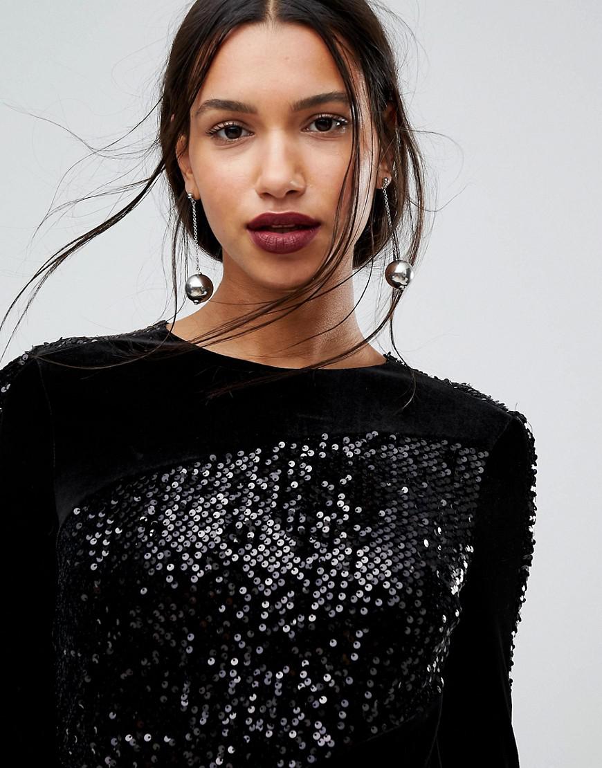 warehouse velvet sequin dress