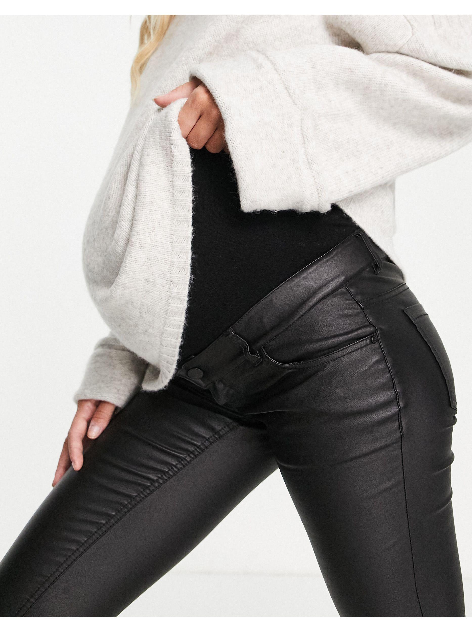 Mama.licious Mamalicious Maternity Coated Skinny Jeans in Black | Lyst