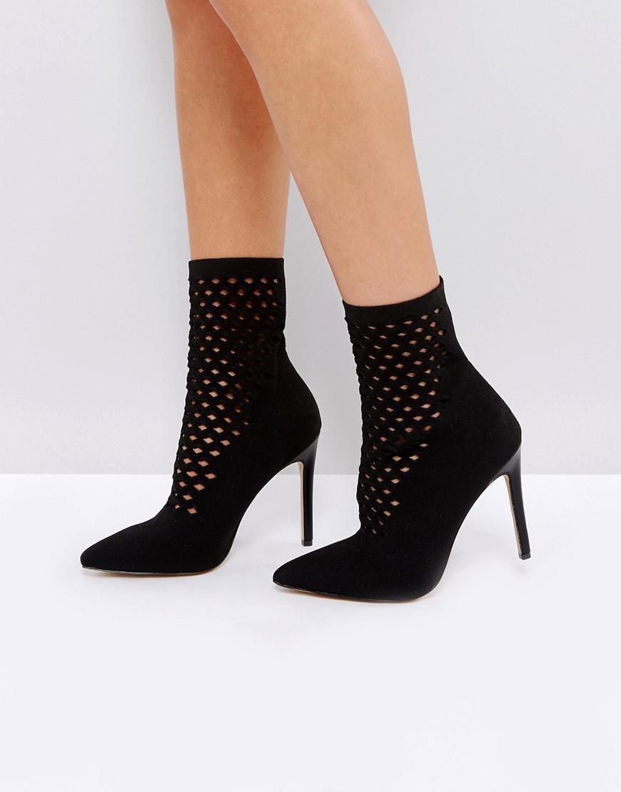 ALDO Leather Seassi Cutout Ankle Boot in Black - Lyst