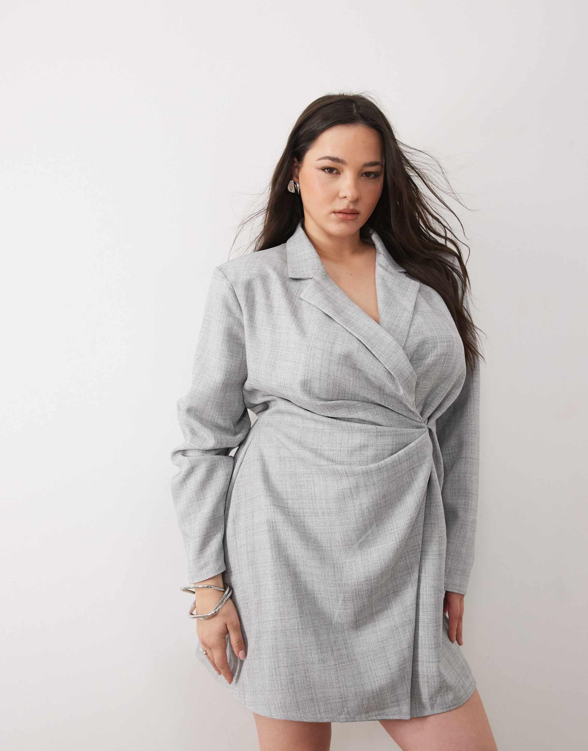 vintage grey lace dress Grey Check Lace Collar Dress – Ribbon Brooch Long Dress