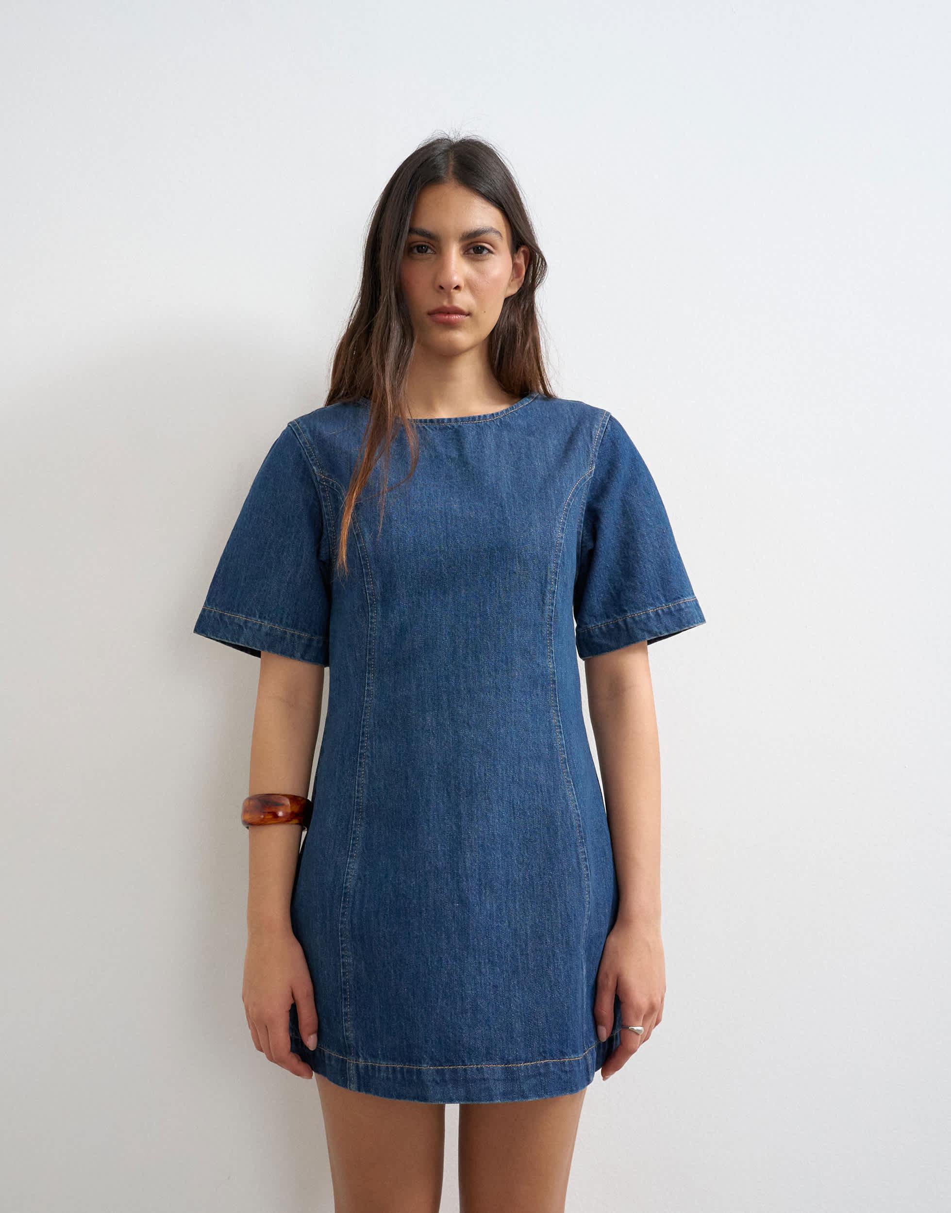 sachin and babi light blue dress Topshop Topshop denim drop waist seamed midi dress in bleach - Dresses &  Skirts - Free Shipping main image 0