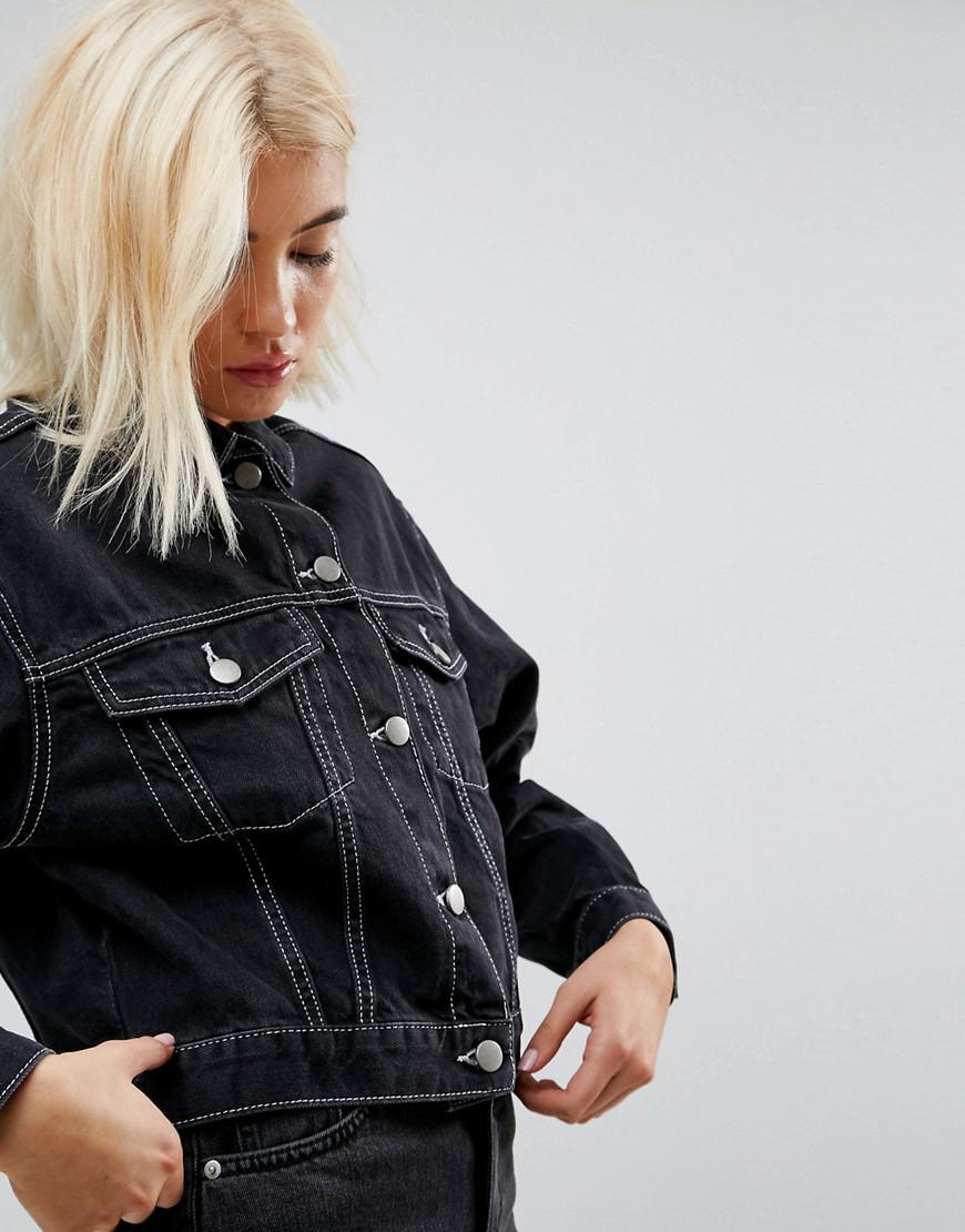 black contrast denim jacket