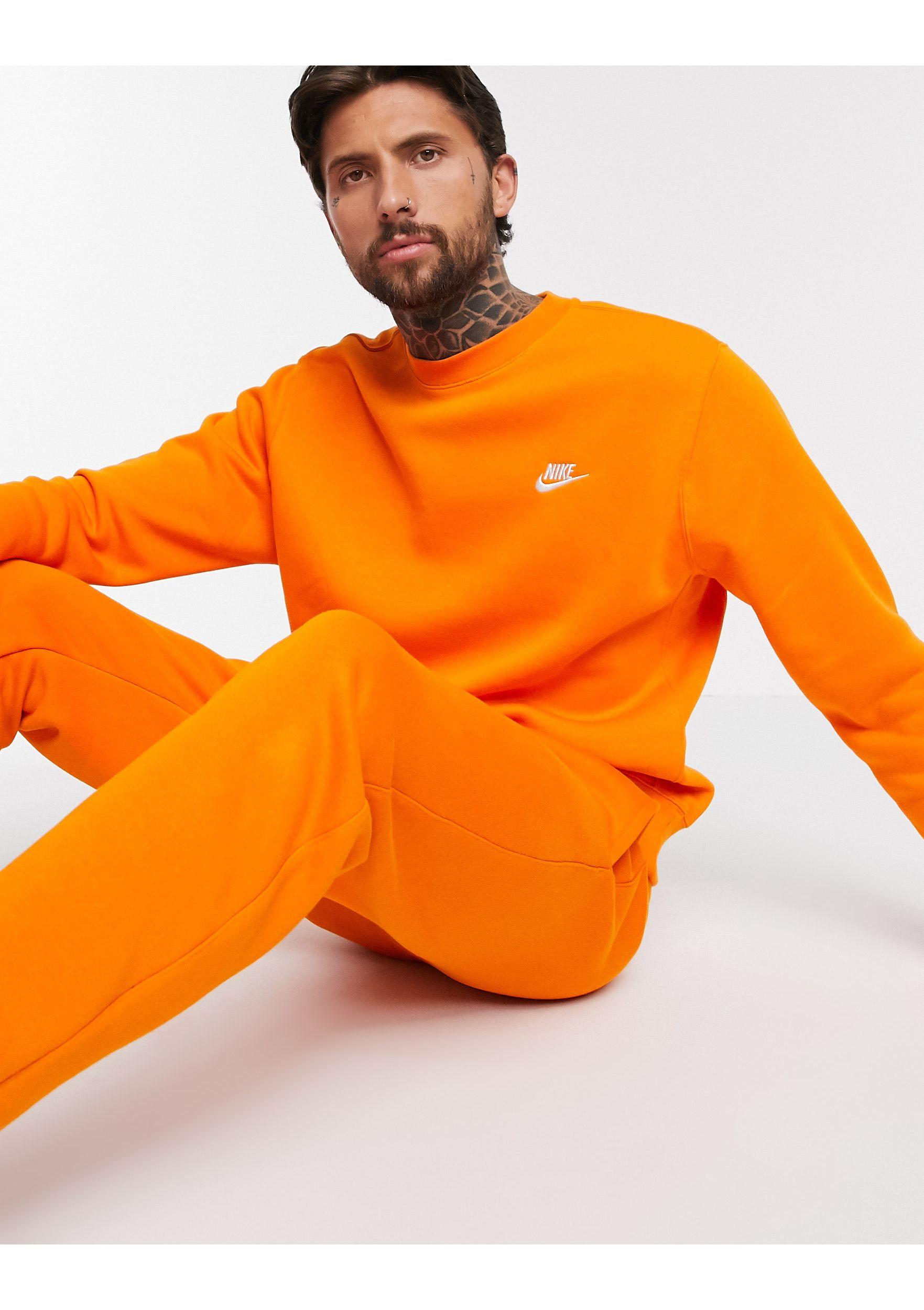 Club - Sweat-shirt ras Coton Nike pour homme en coloris Orange - Lyst
