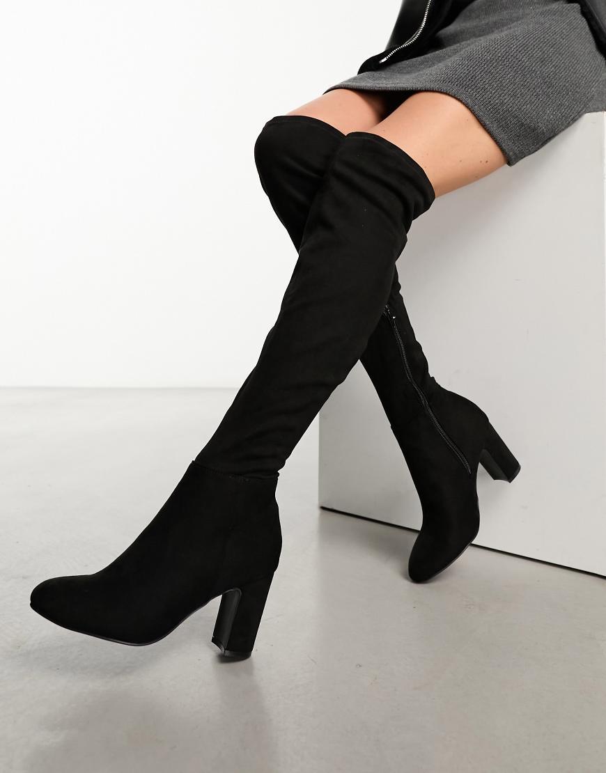 New Look Suede Knee High Boots in Black Lyst UK