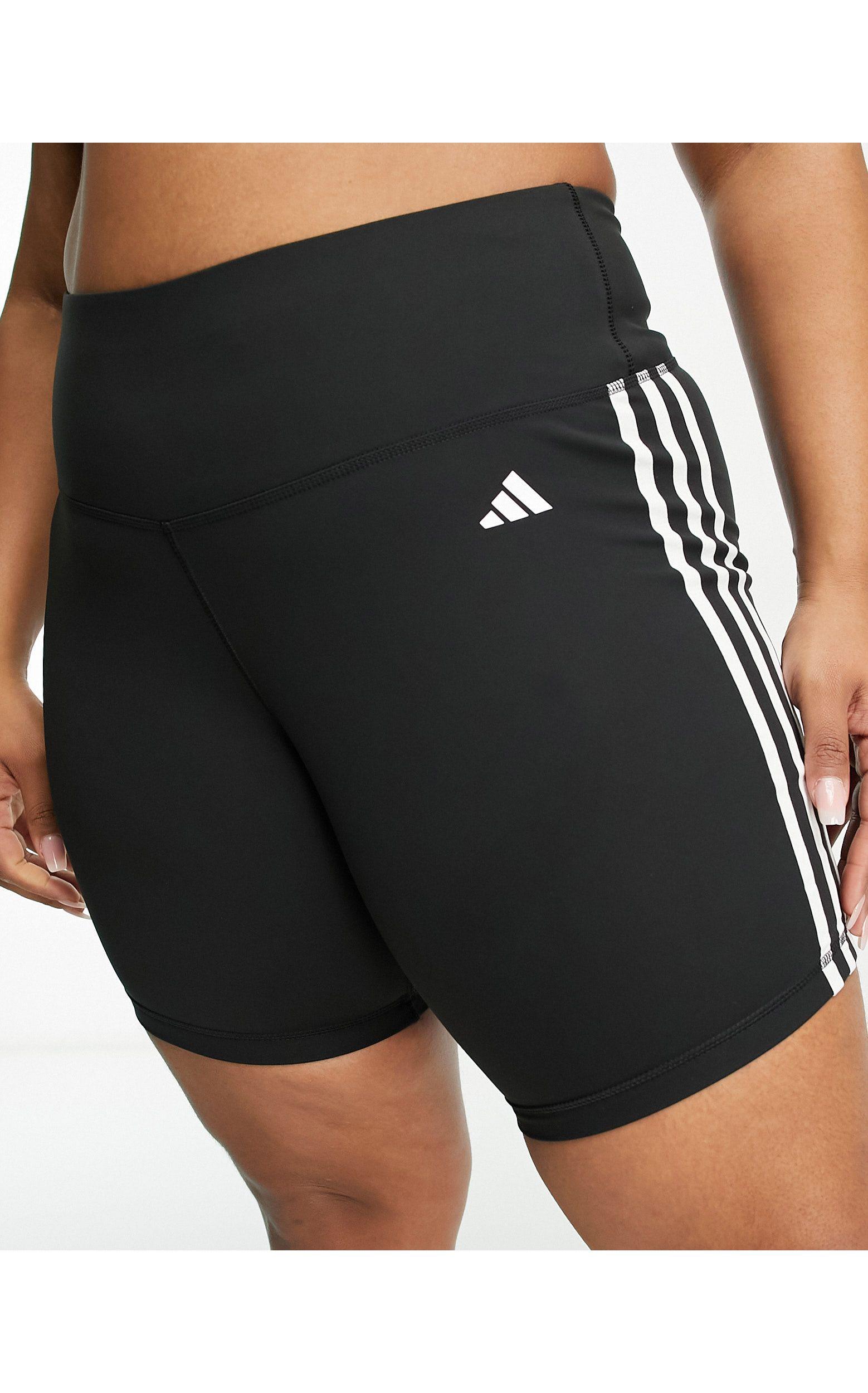 adidas Originals Adidas Training Plus 3 Stripe Side Panel legging Shorts in  Black | Lyst
