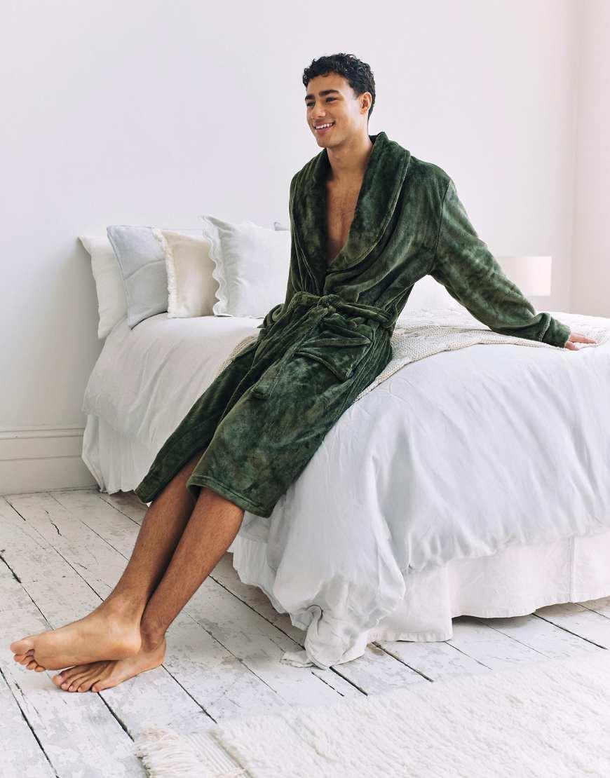 green fleece dressing gown Touch Women Dressing Gown Fleece Sage Green main image 1