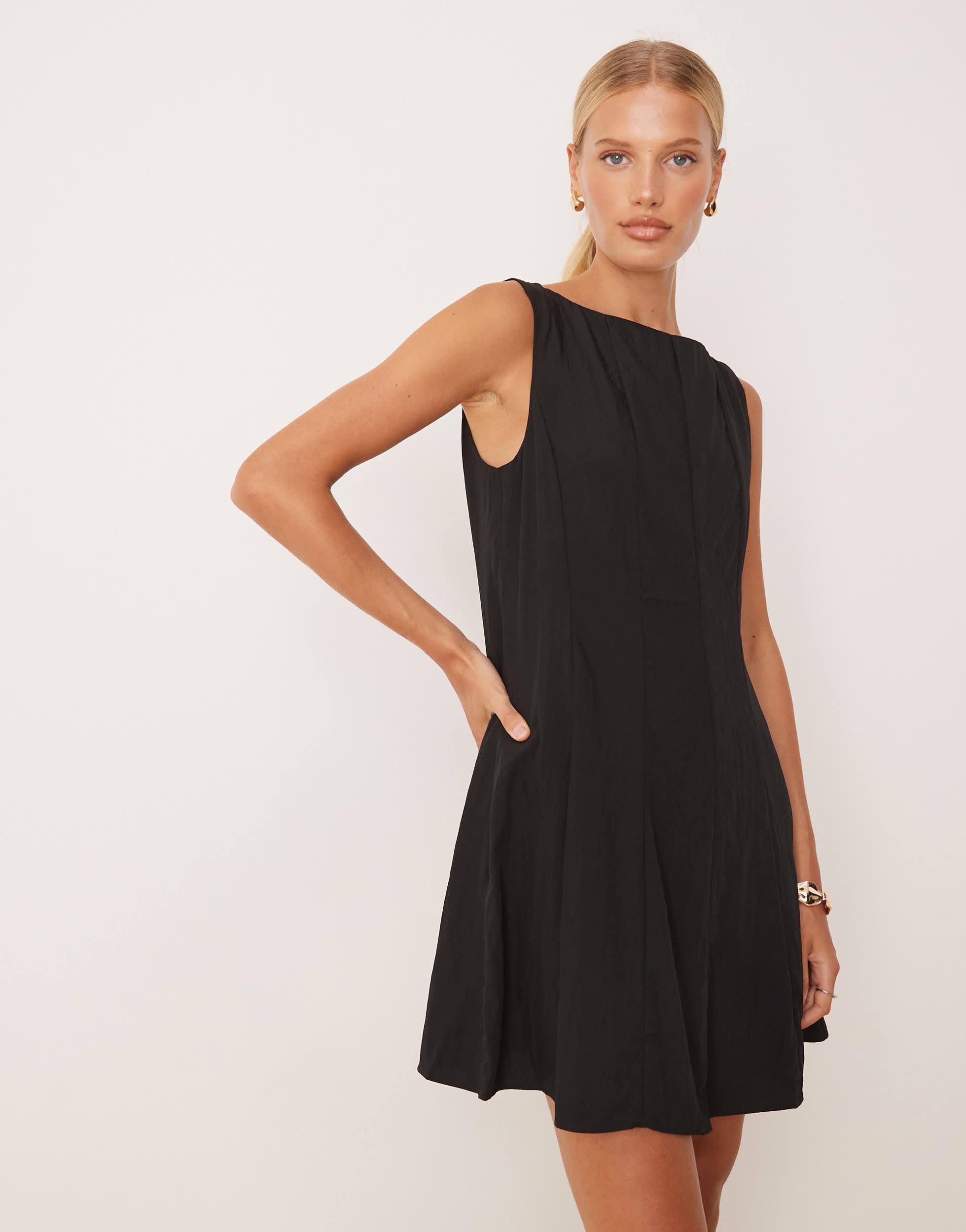mango black mini dress Mango Cara Fitted Mini Dress - Black