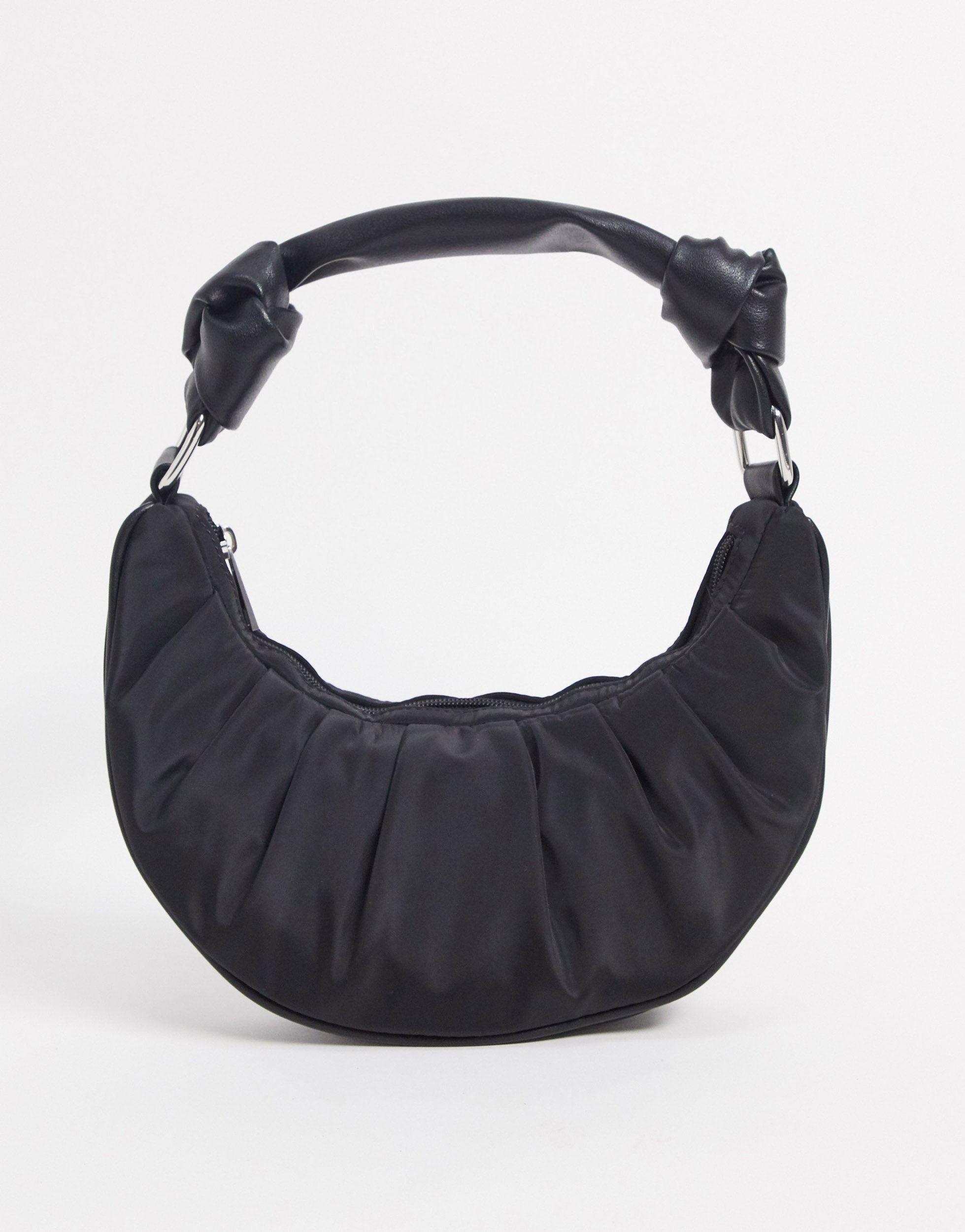 ASOS Ruched Crescent Shoulder Bag in Black - Lyst