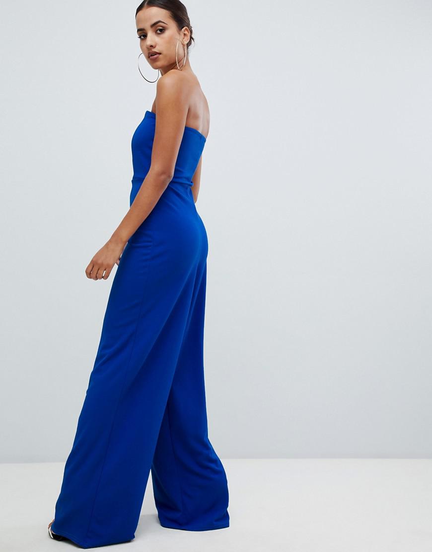 V Bar Bandeau Wide Leg Jumpsuit | Lyst