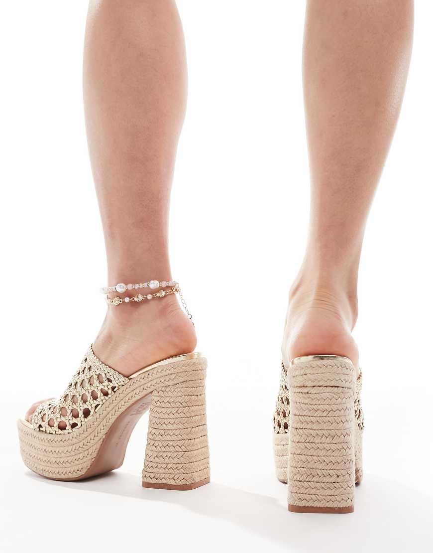 Bershka Espadrille Platform Heeled Sandals in Natural Lyst UK