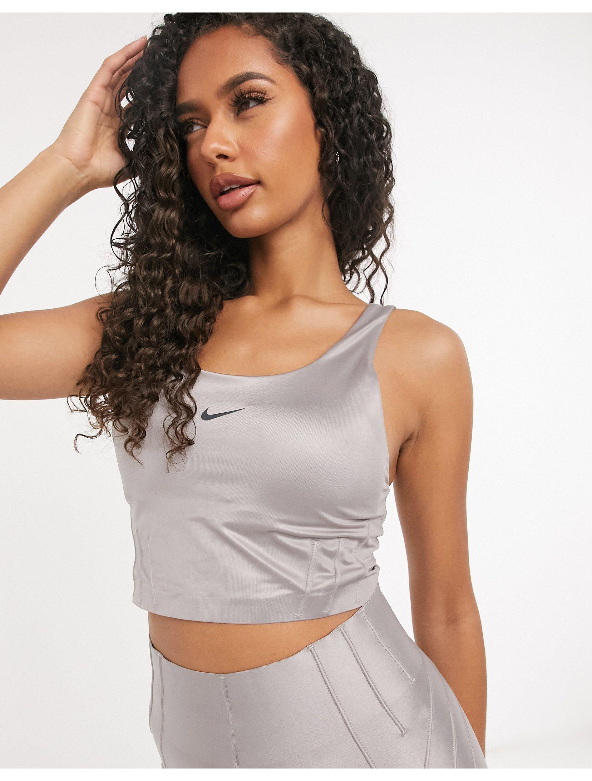 gray nike crop top