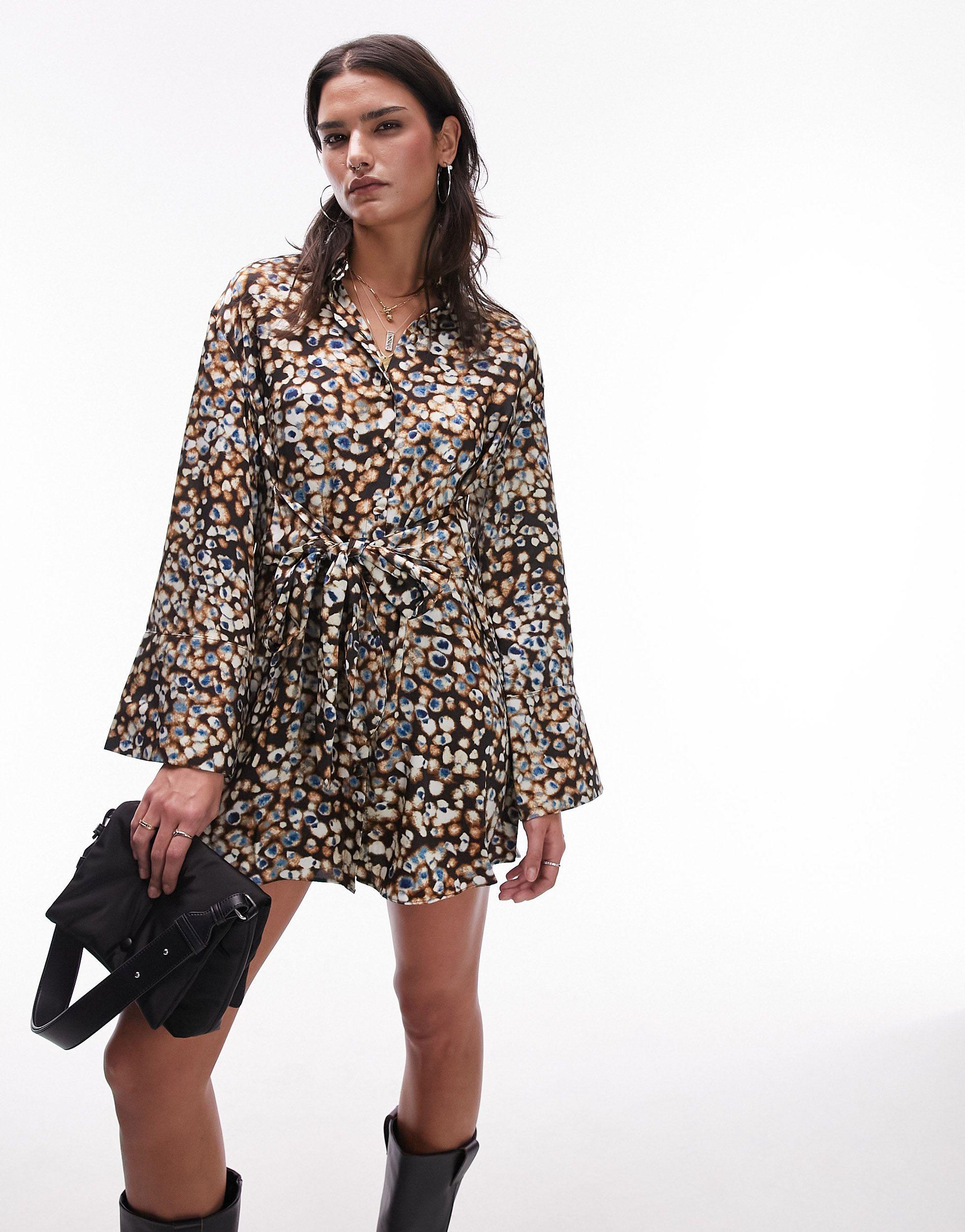 TOPSHOP Kimono Mini Shirt Dress in White Lyst