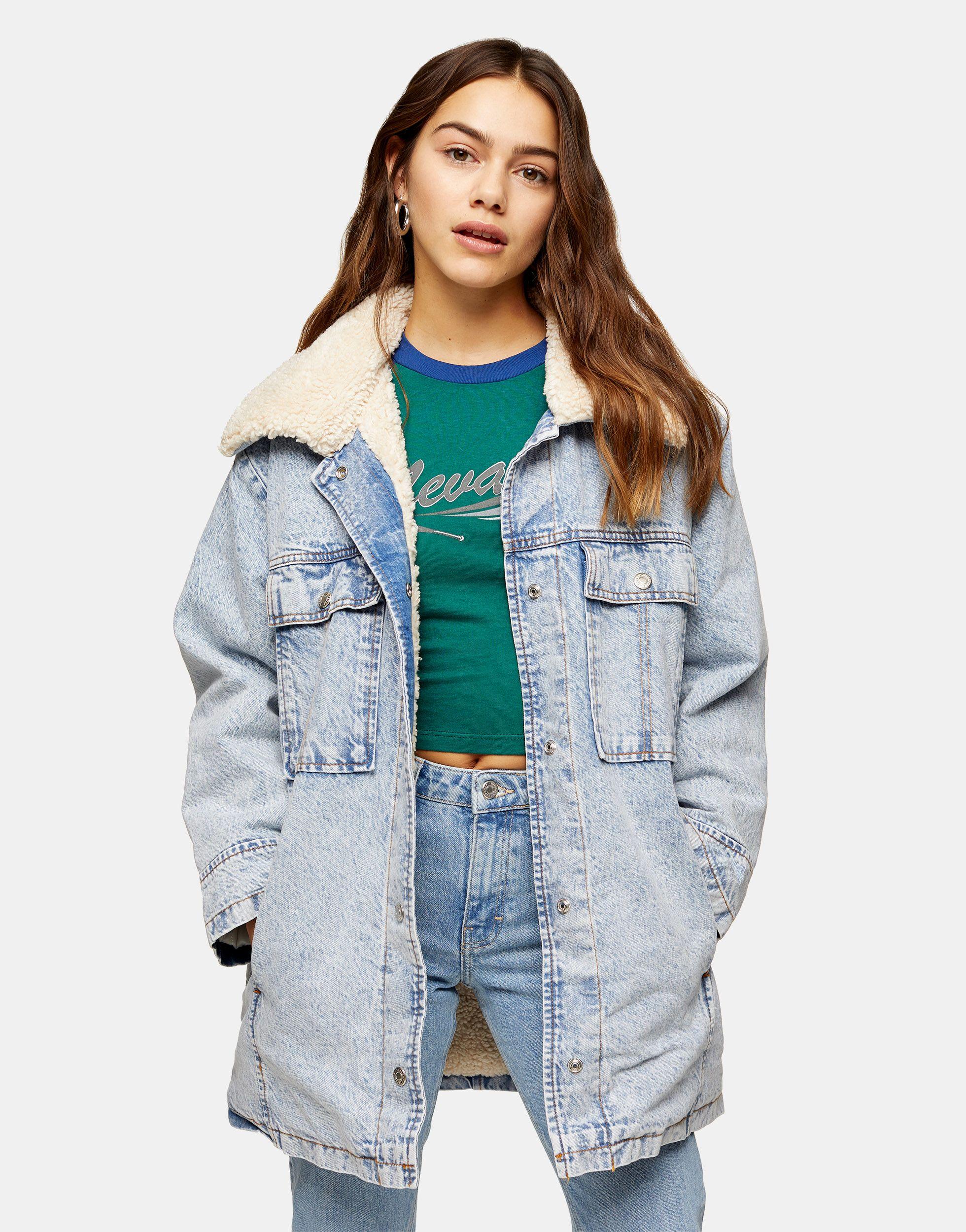 Topshop sherpa denim jacket Clearance