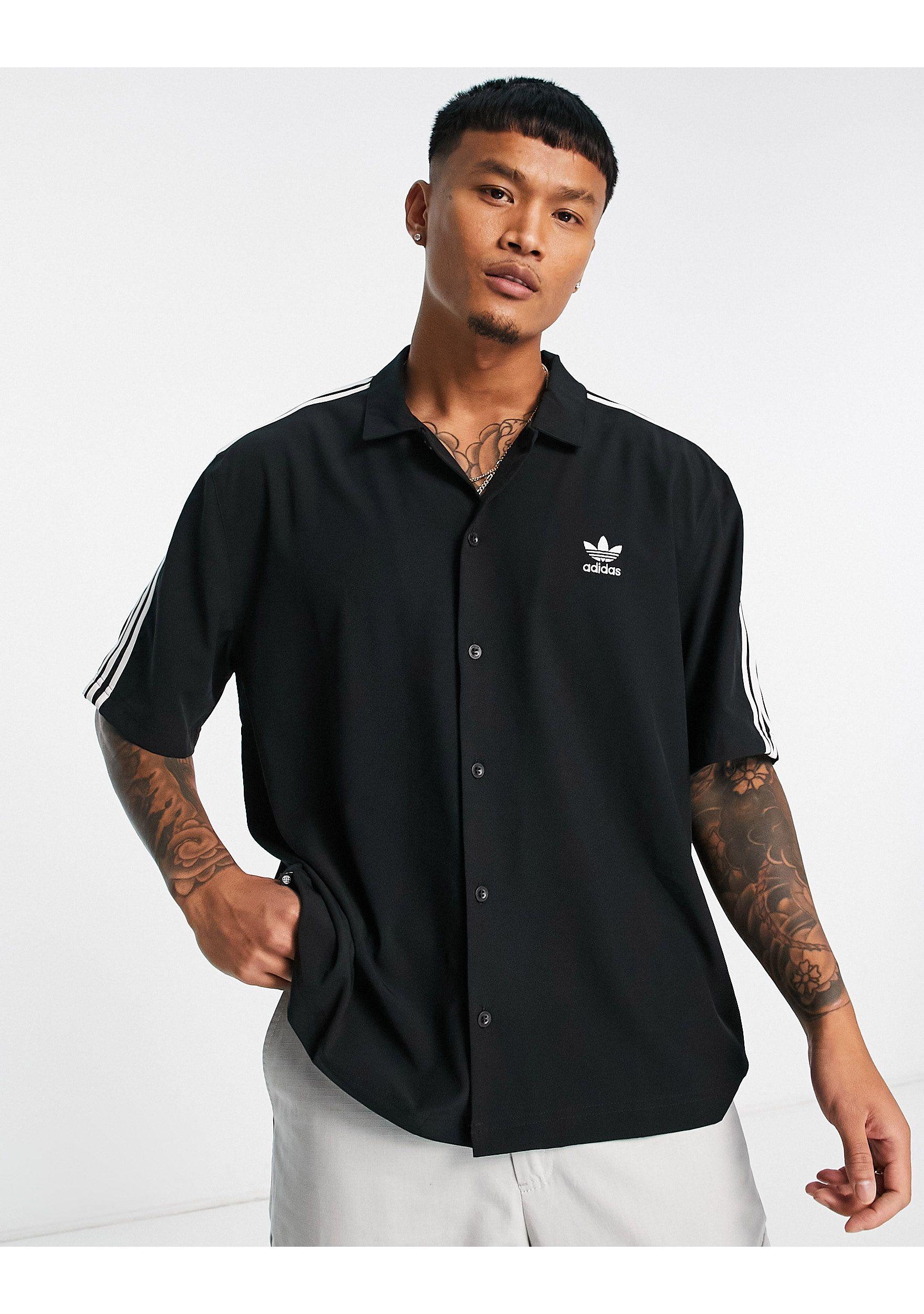 adidas Originals Adicolor Classic Short Sleeve Shirt in Black for Men | Lyst