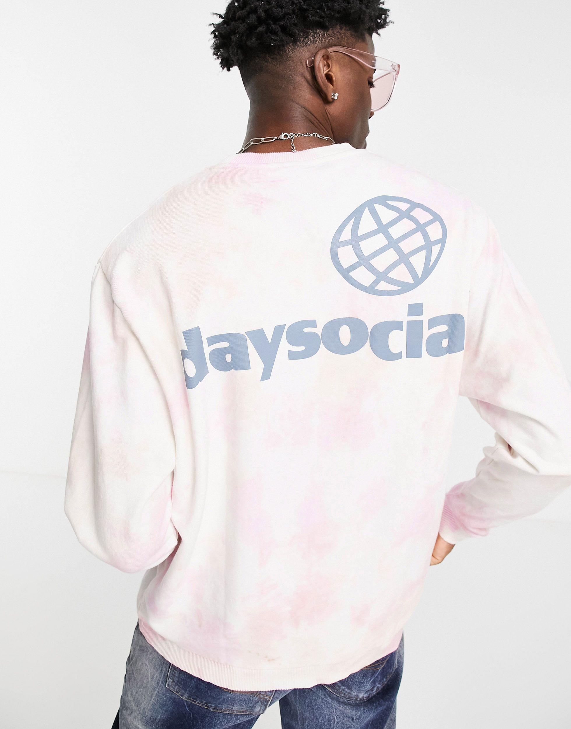 ASOS Asos Daysocial Co-ord Relaxed Tie Dye Sweatshirt With Logo Print in  Pink for Men - Lyst
