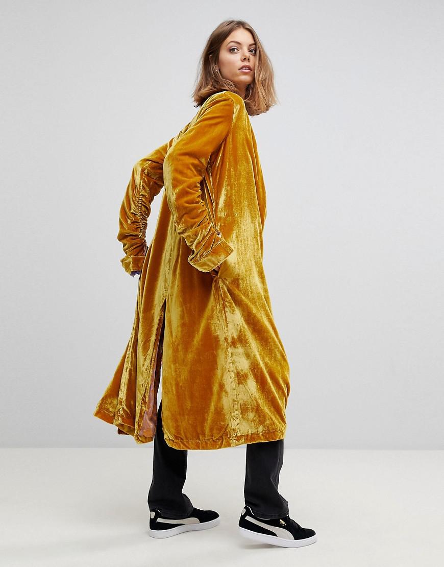 Free People Dahlia Velvet Duster Coat in Red Lyst Australia