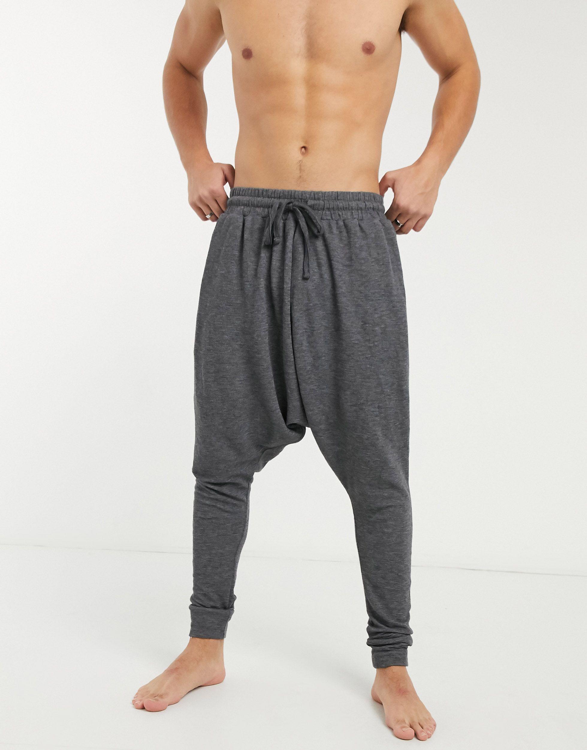 ASOS Lounge Drop Crotch Pyjama Bottoms in Black for Men Lyst