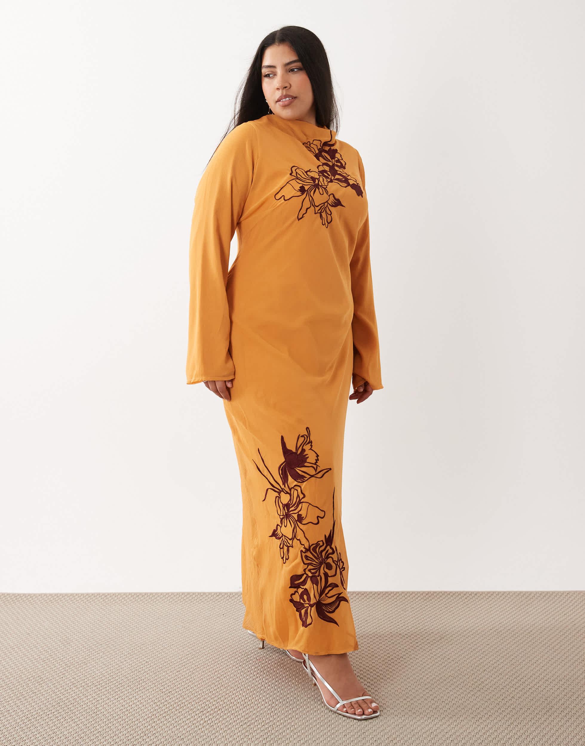 sachin and babi light blue dress ASOS DESIGN Embroidered Bodice Blouson Sleeve Maxi Dress