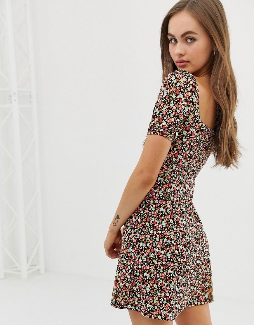 square neck ditsy dress