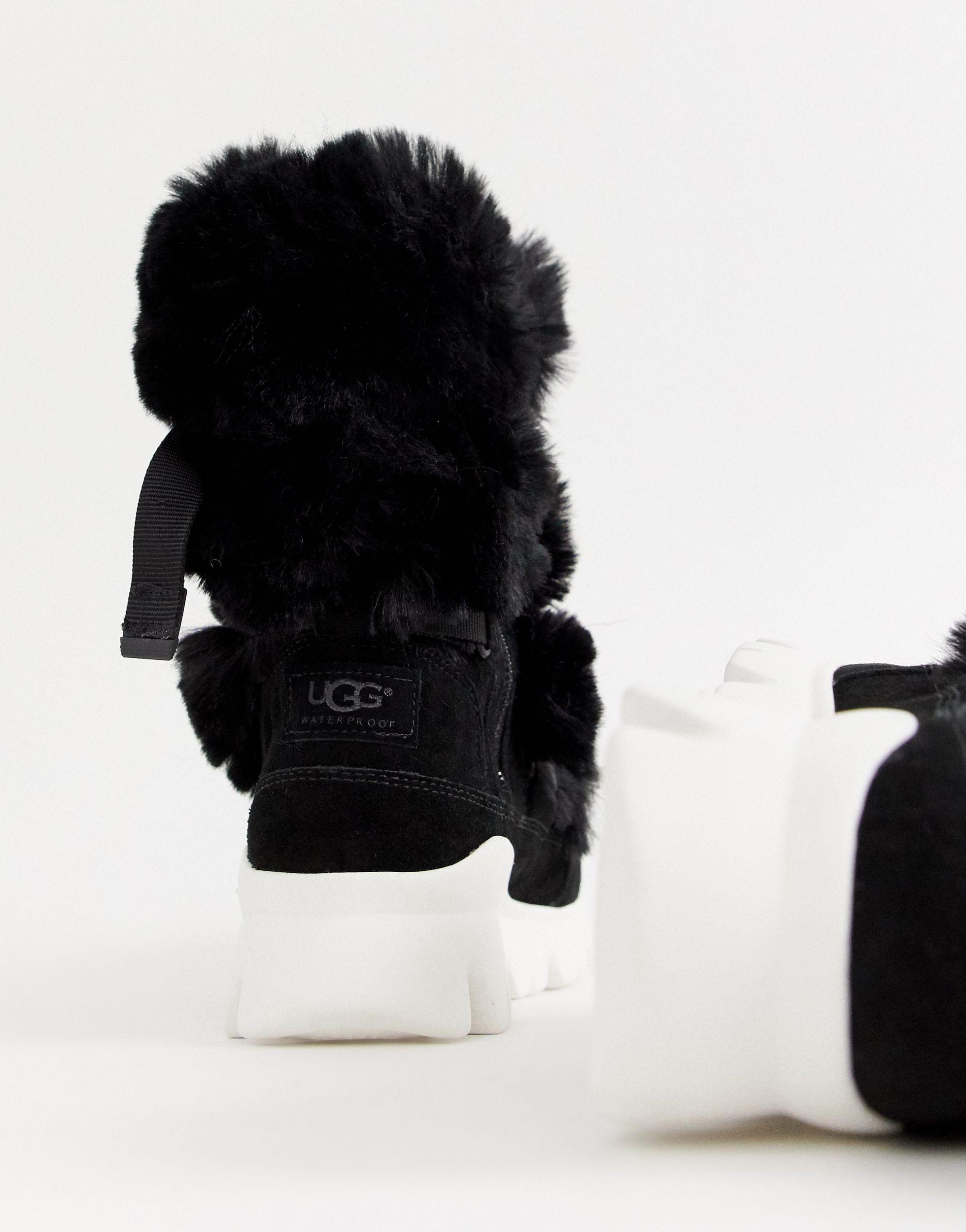 black fluffy ugg boots