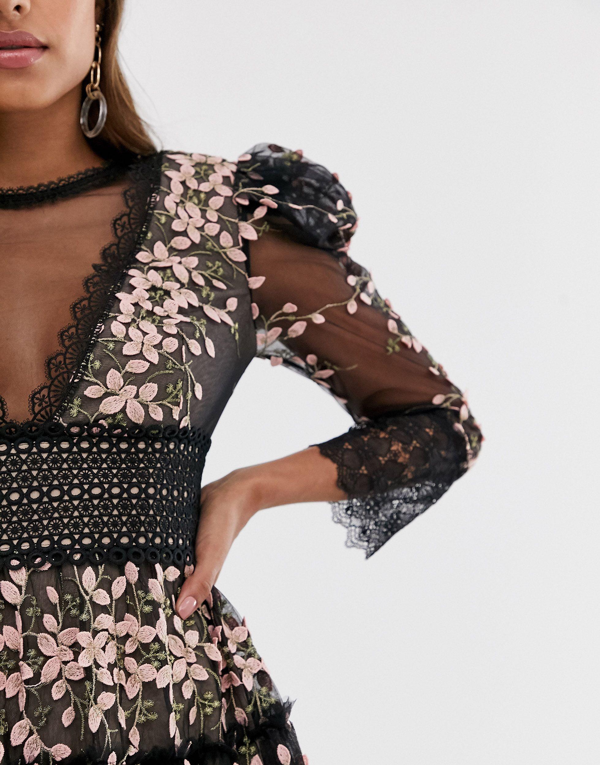 Bronx and Banco Bronx & Banco Megan Embroidered Mini Dress-black | Lyst  Australia