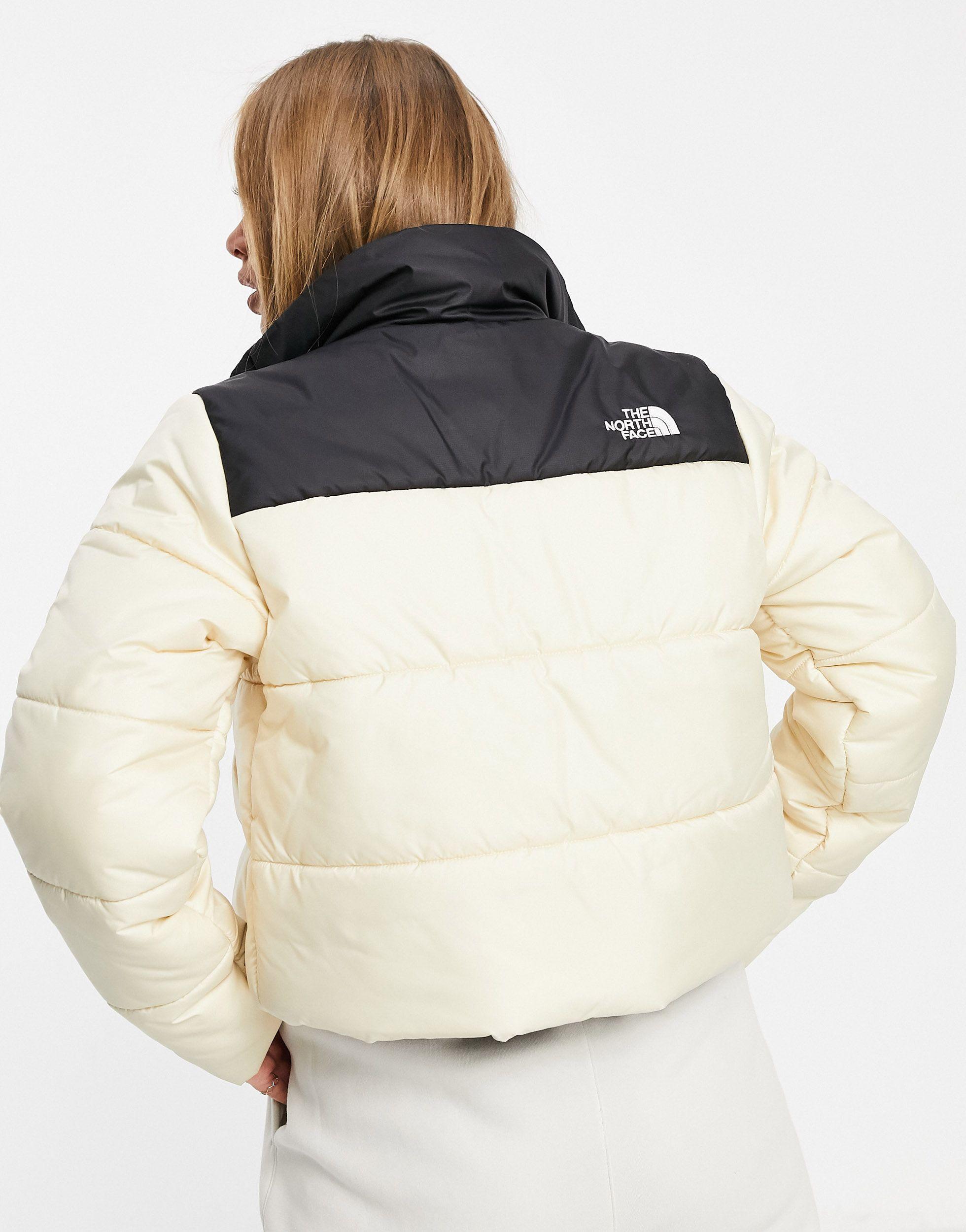 The North Face Saikuru Crop Puffer Jacket in Natural | Lyst