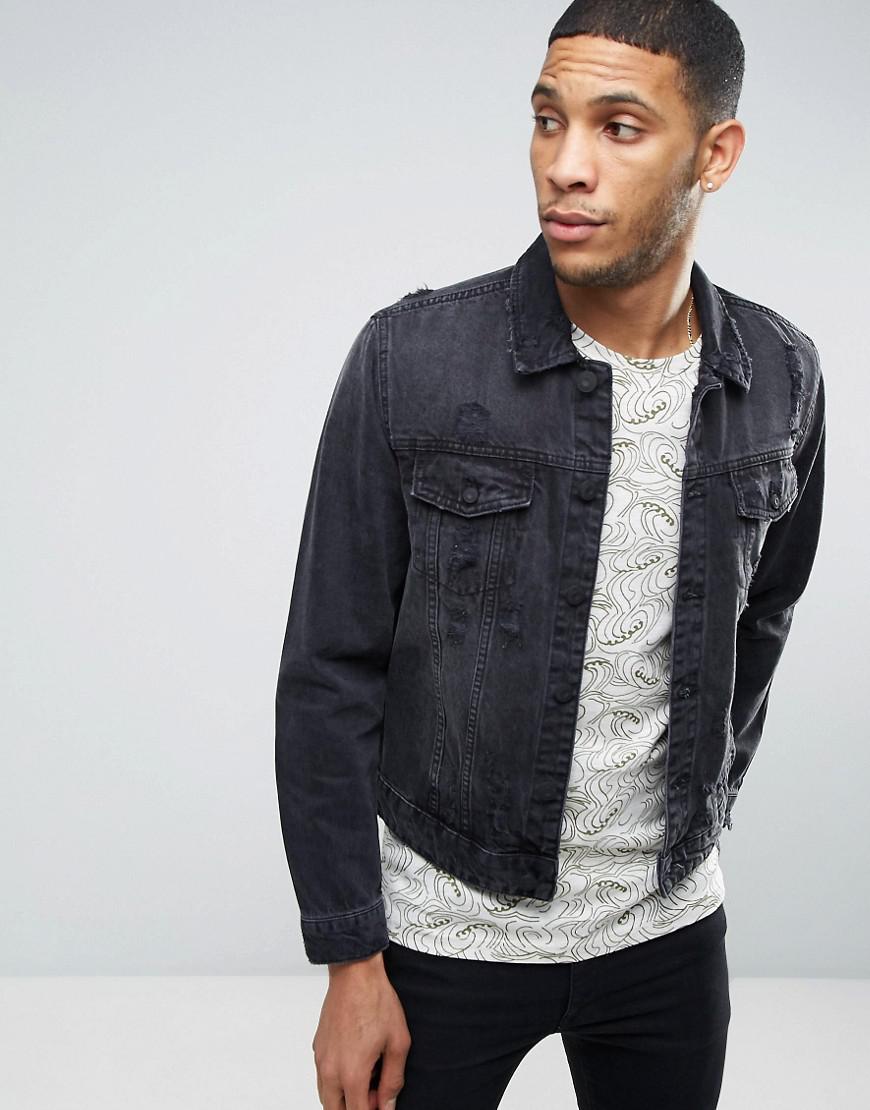 only and sons black denim jacket