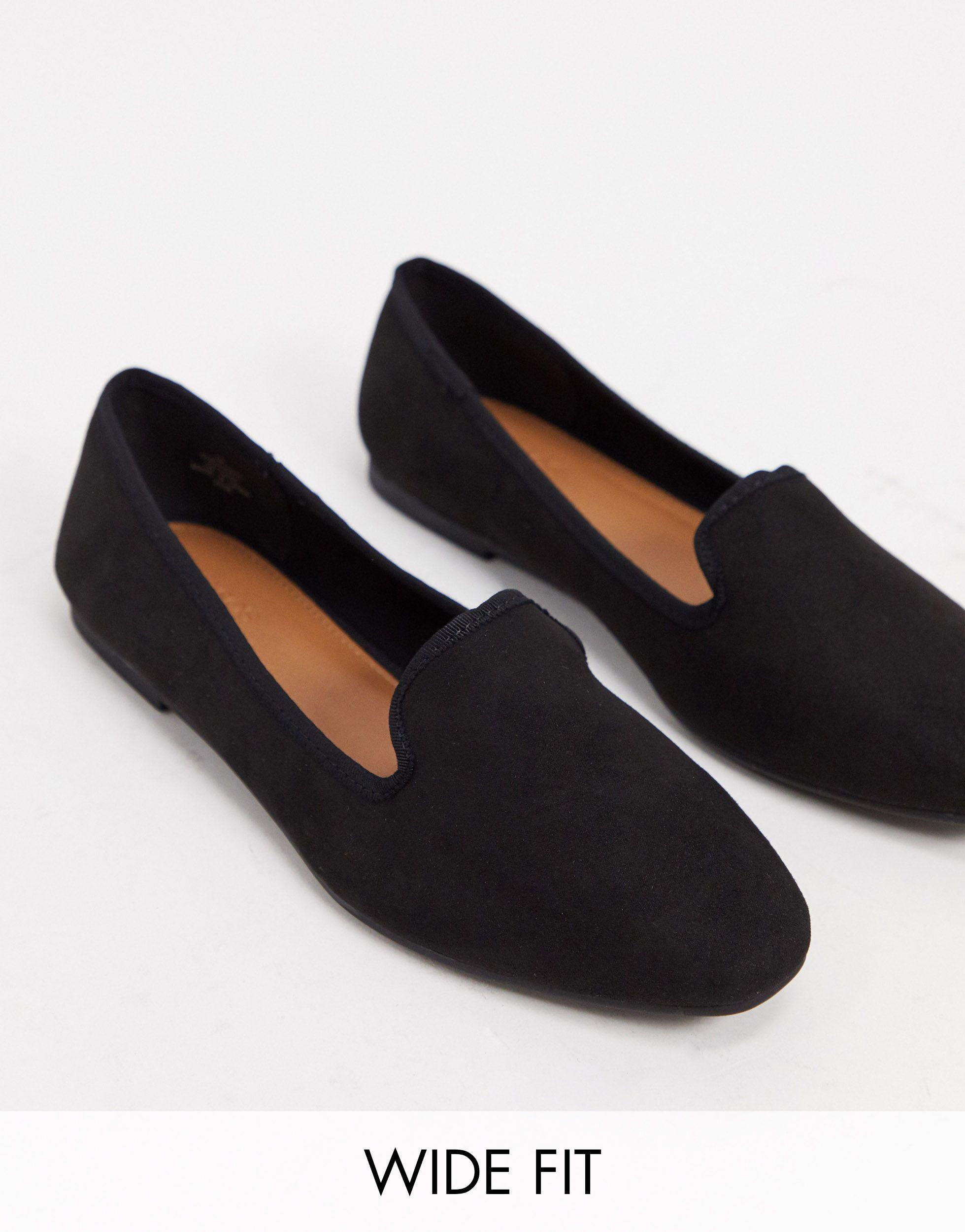wide black flats