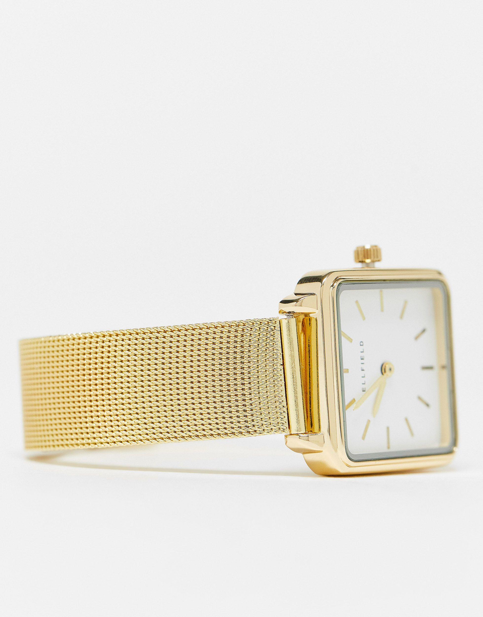 Bellfield Stainless Steel Mesh Watch With Square Dial in Metallic | Lyst