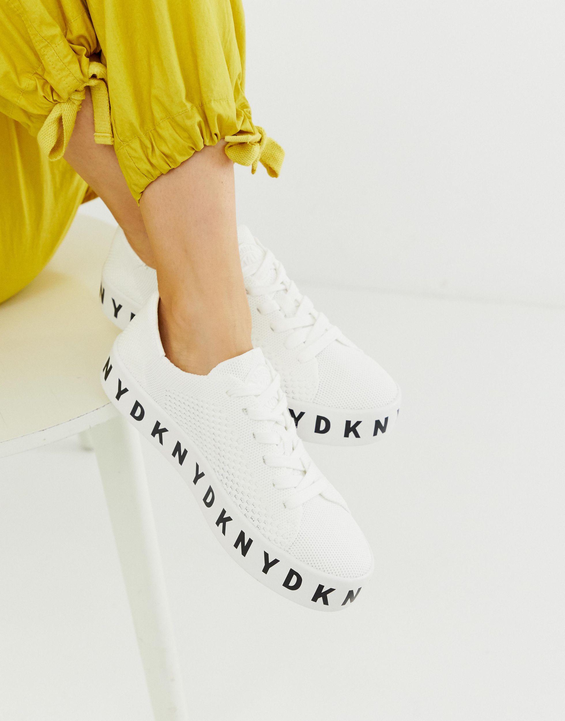 DKNY Knitted Sneaker in White | Lyst Australia