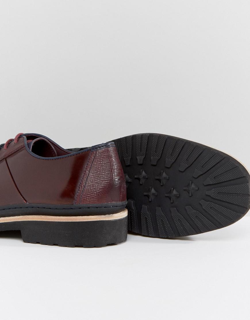 Ted Baker Oktibr Derby Shoes In Burgundy Leather in Red for Men - Lyst