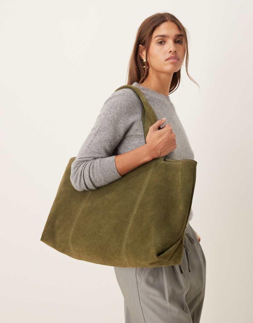 Green suede tote hotsell