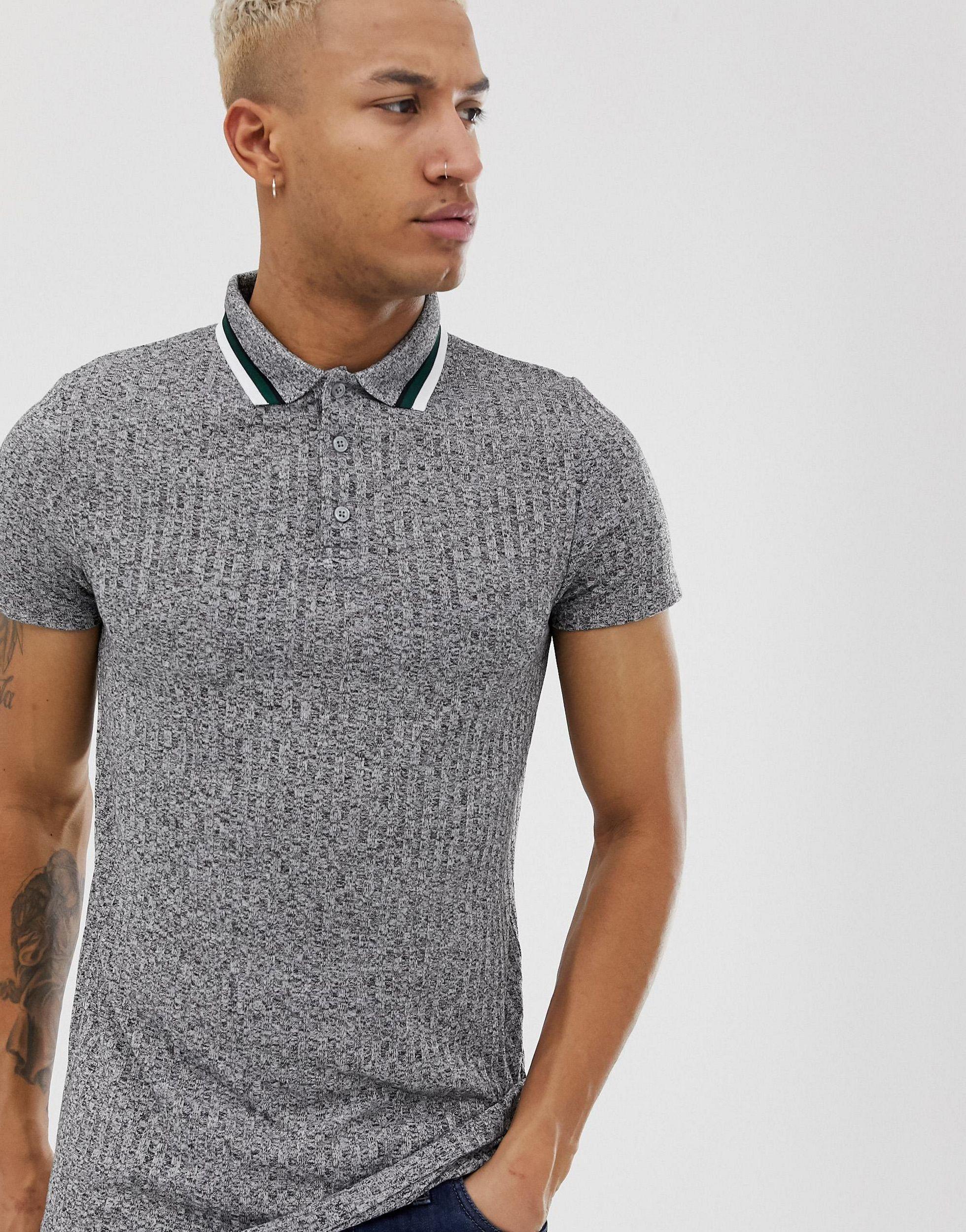 ASOS Synthetic Standard Longline Polo Shirt With Contrast Tipping in ...
