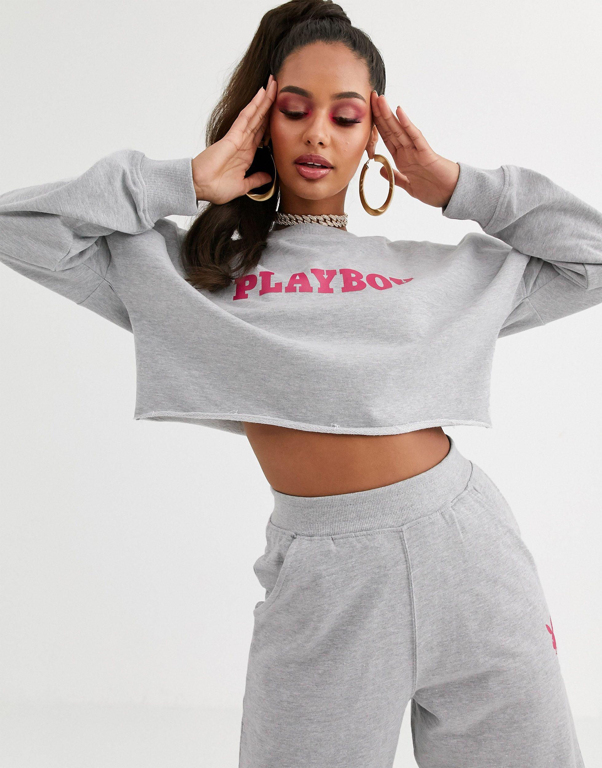 ord Slogan Cropped Sweatshirt in Grey 